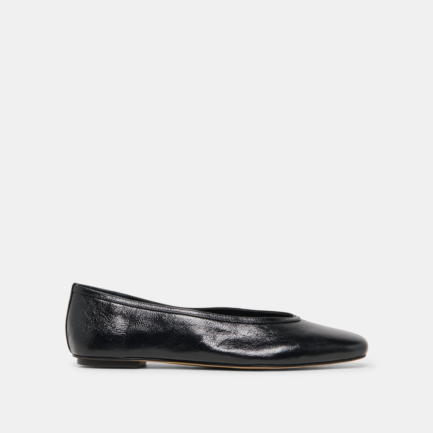 CARET Black Leather Pointed-Toe Ballet Flats