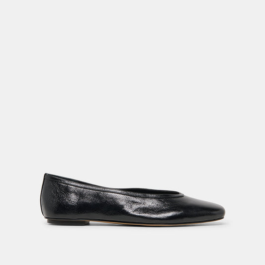 CARET Black Leather Pointed-Toe Ballet Flats