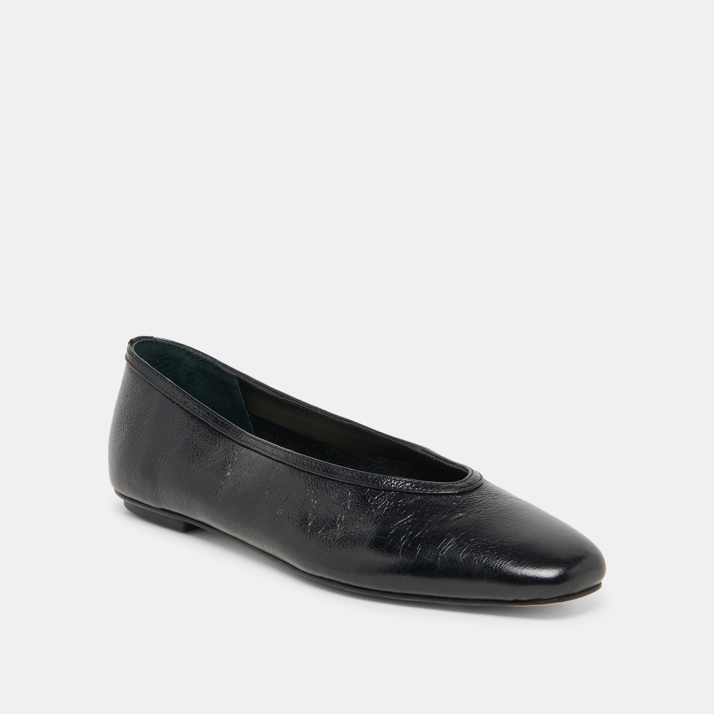 CARET Black Leather Pointed-Toe Ballet Flats
