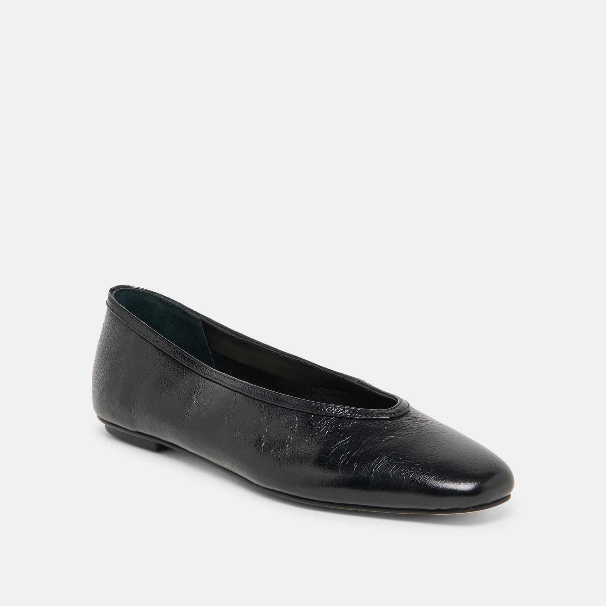 CARET Black Leather Pointed-Toe Ballet Flats