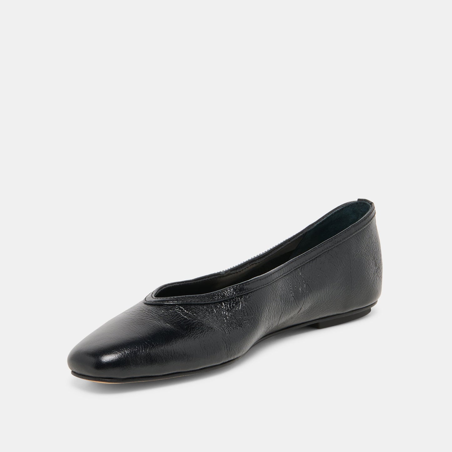 CARET Black Leather Pointed-Toe Ballet Flats