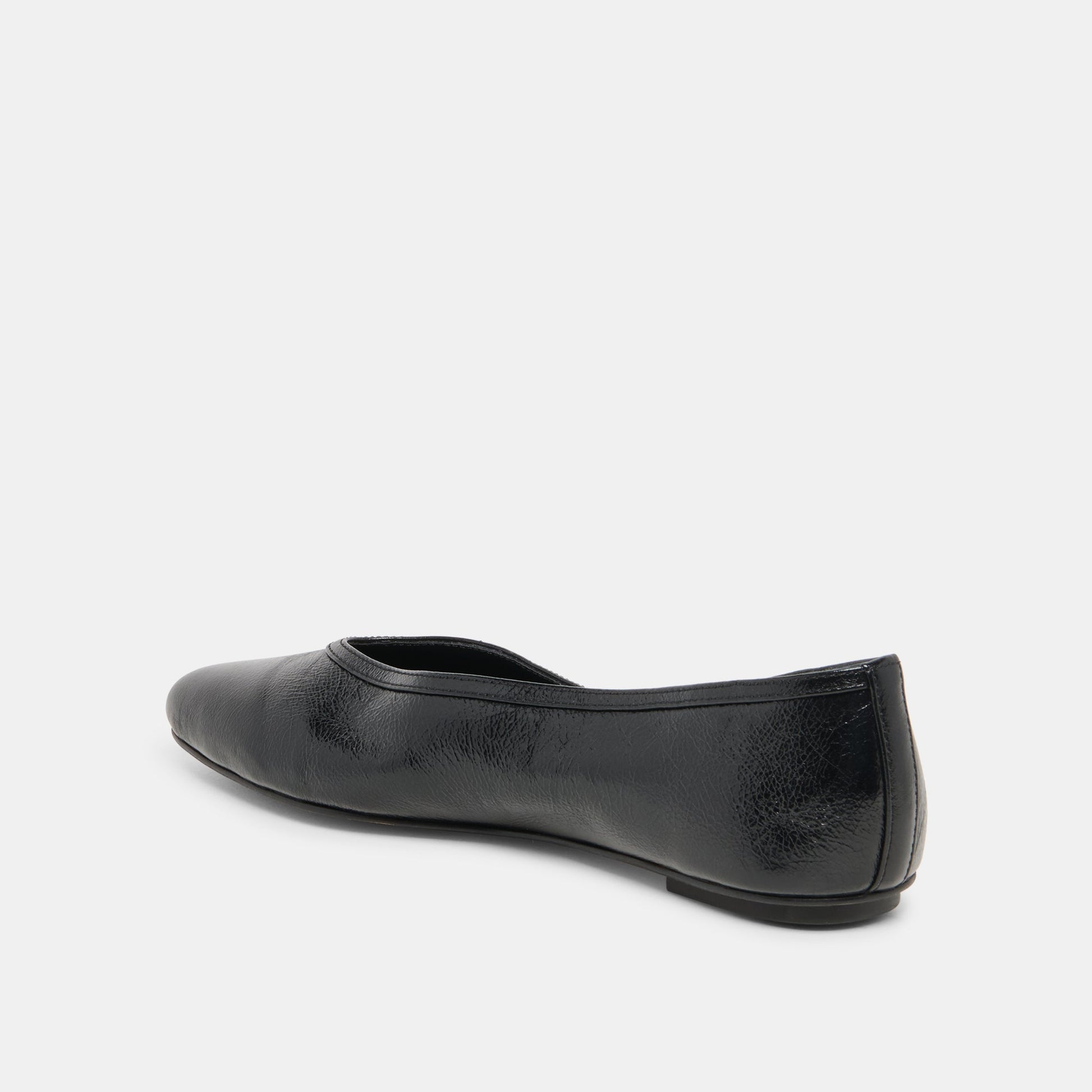 CARET Black Leather Pointed-Toe Ballet Flats