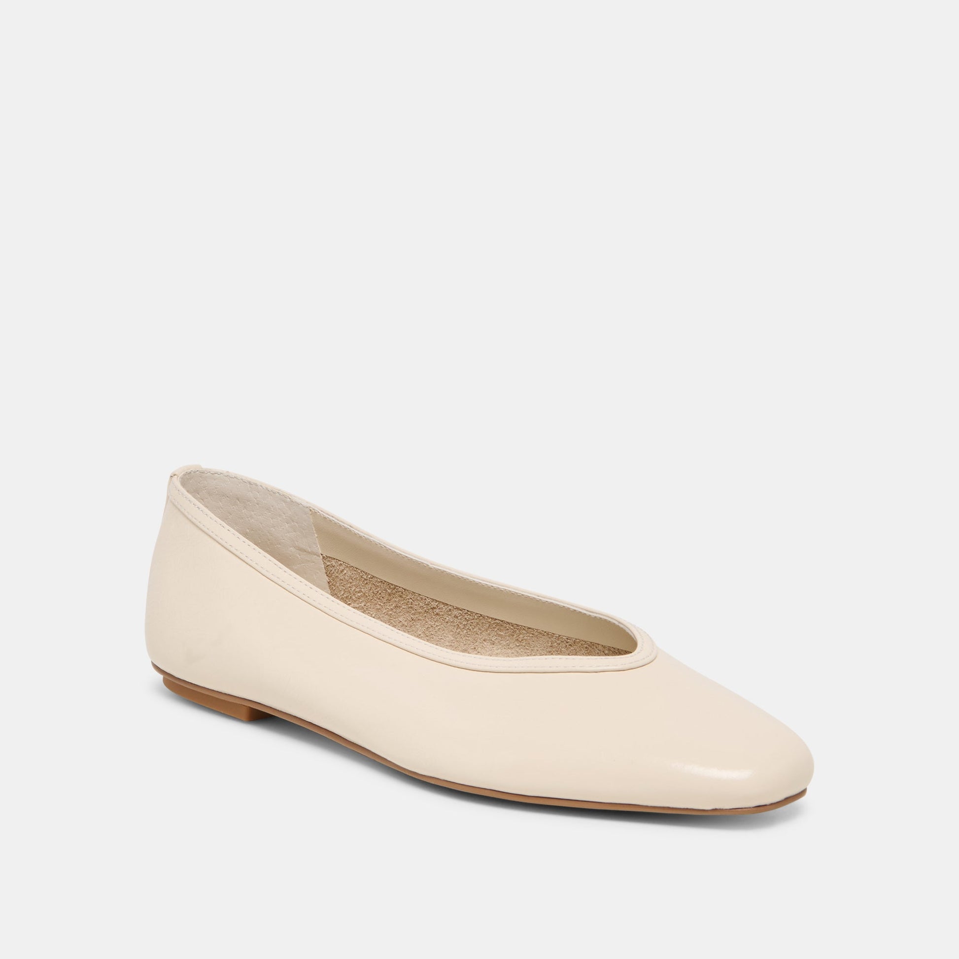 CARET Bone Leather Pointed-Toe Ballet Flats