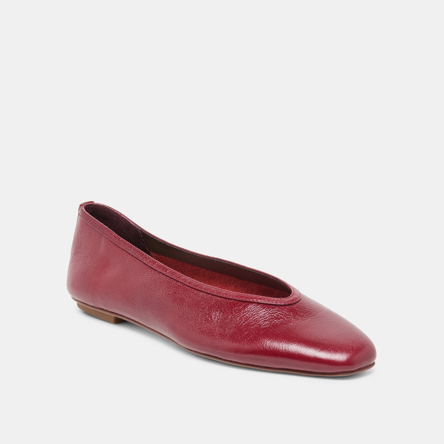 CARET Garnet Leather Pointed-Toe Ballet Flats