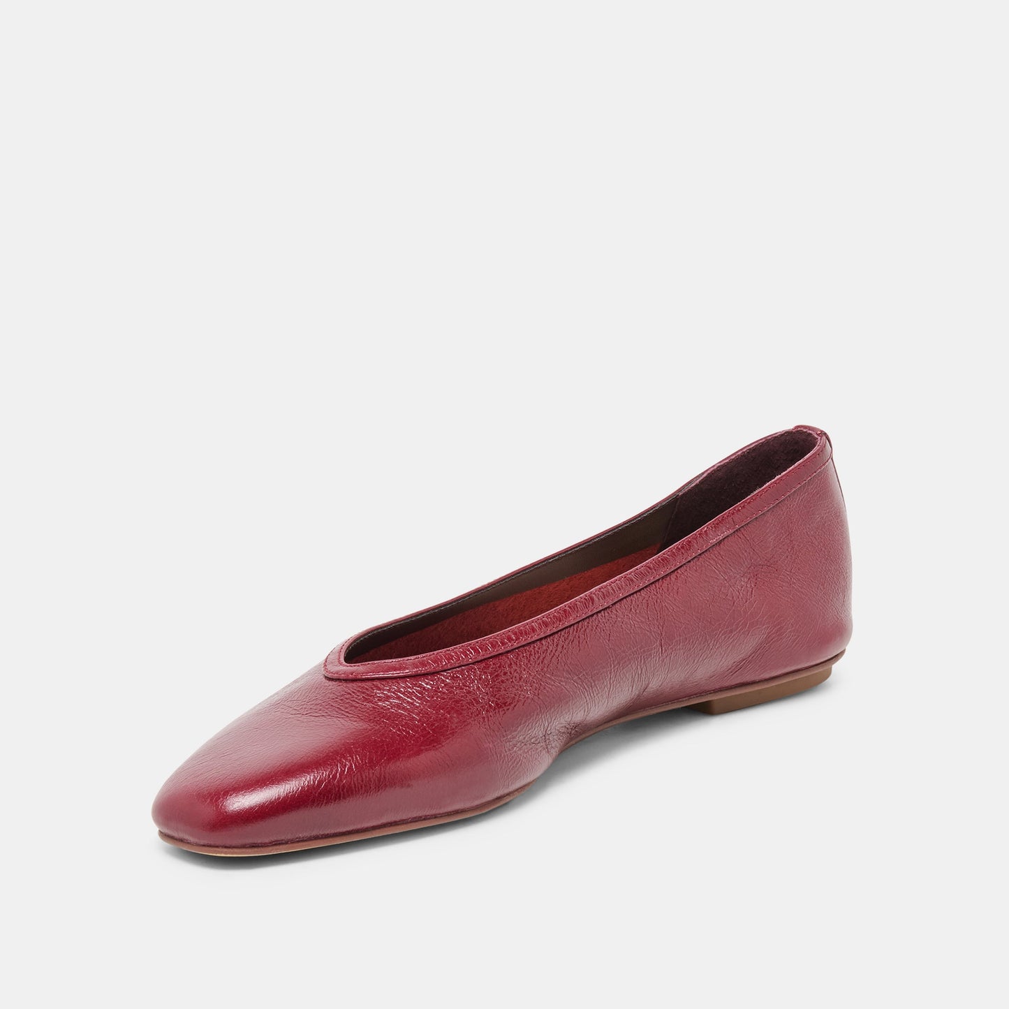 CARET Garnet Leather Pointed-Toe Ballet Flats