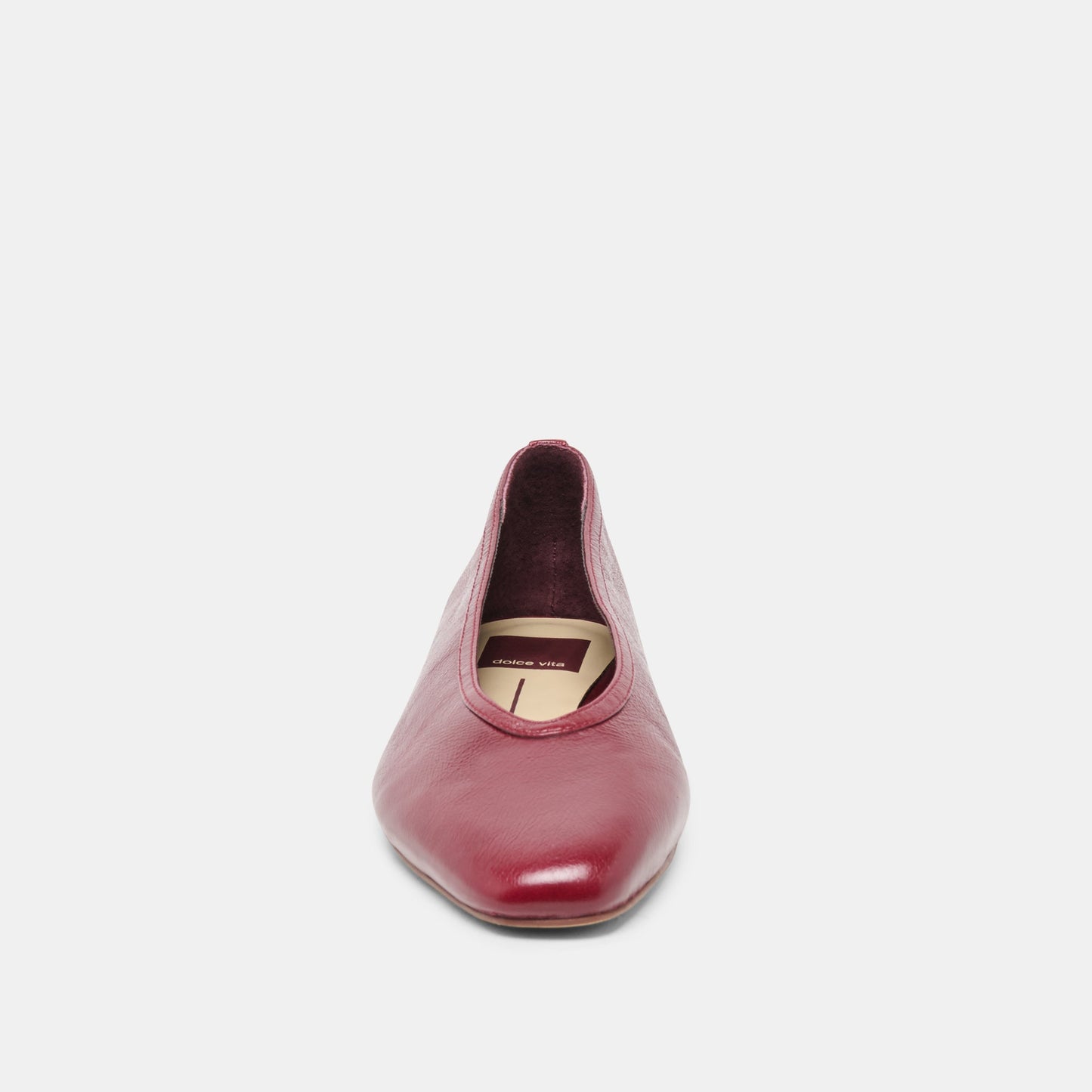 CARET Garnet Leather Pointed-Toe Ballet Flats