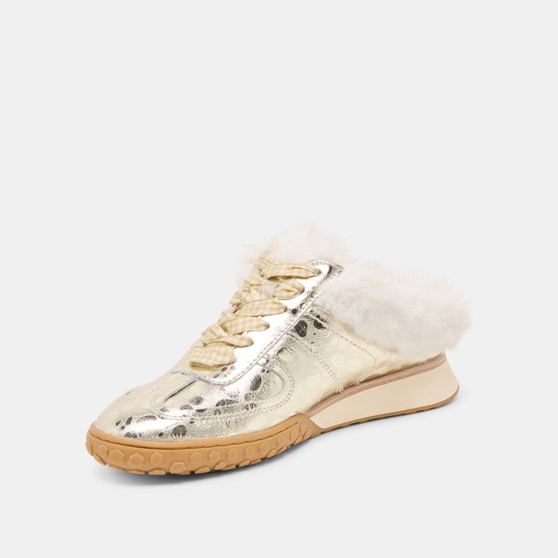 Izzey Plush Platinum Leather Sneakers