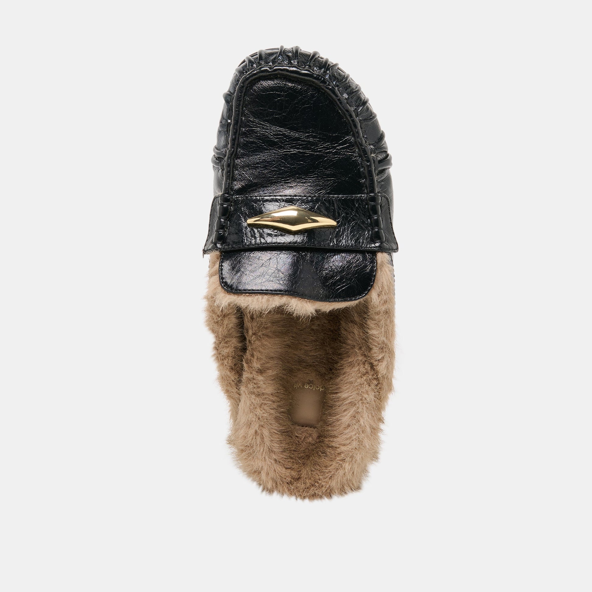 Jodero Plush Black Leather Flats