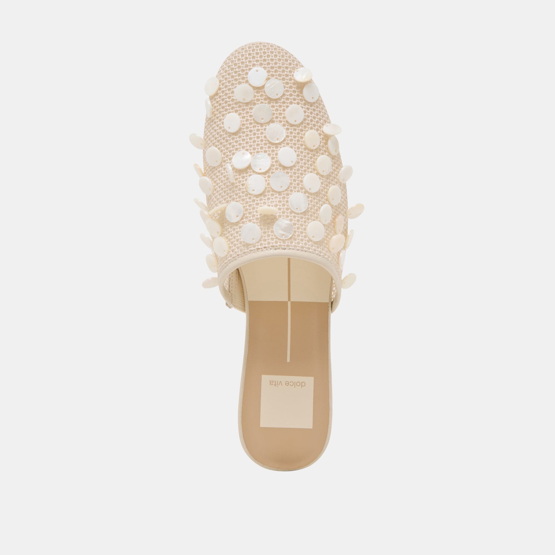 Rova Bead Ivory Disc Mesh Flats