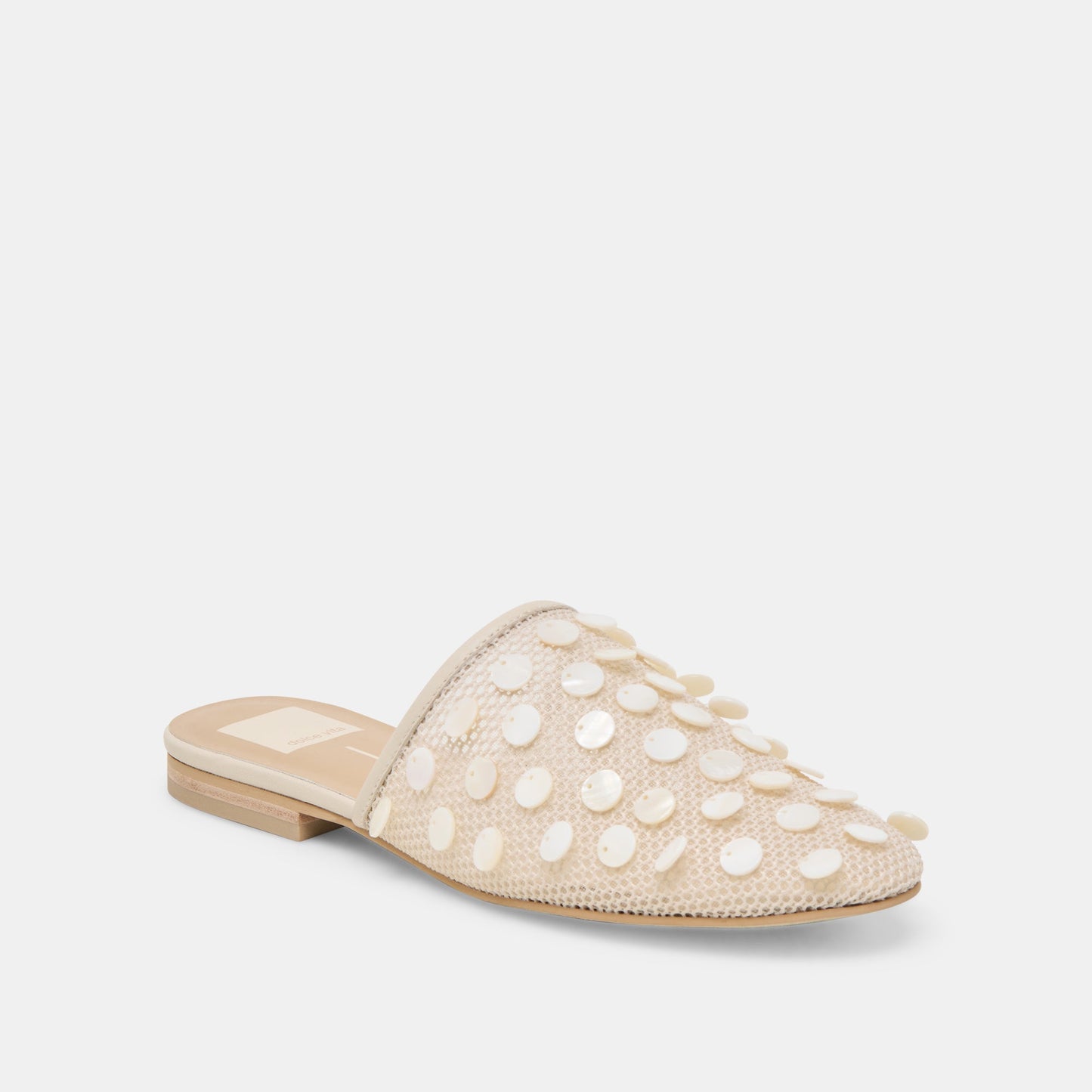 Rova Bead Ivory Disc Mesh Flats