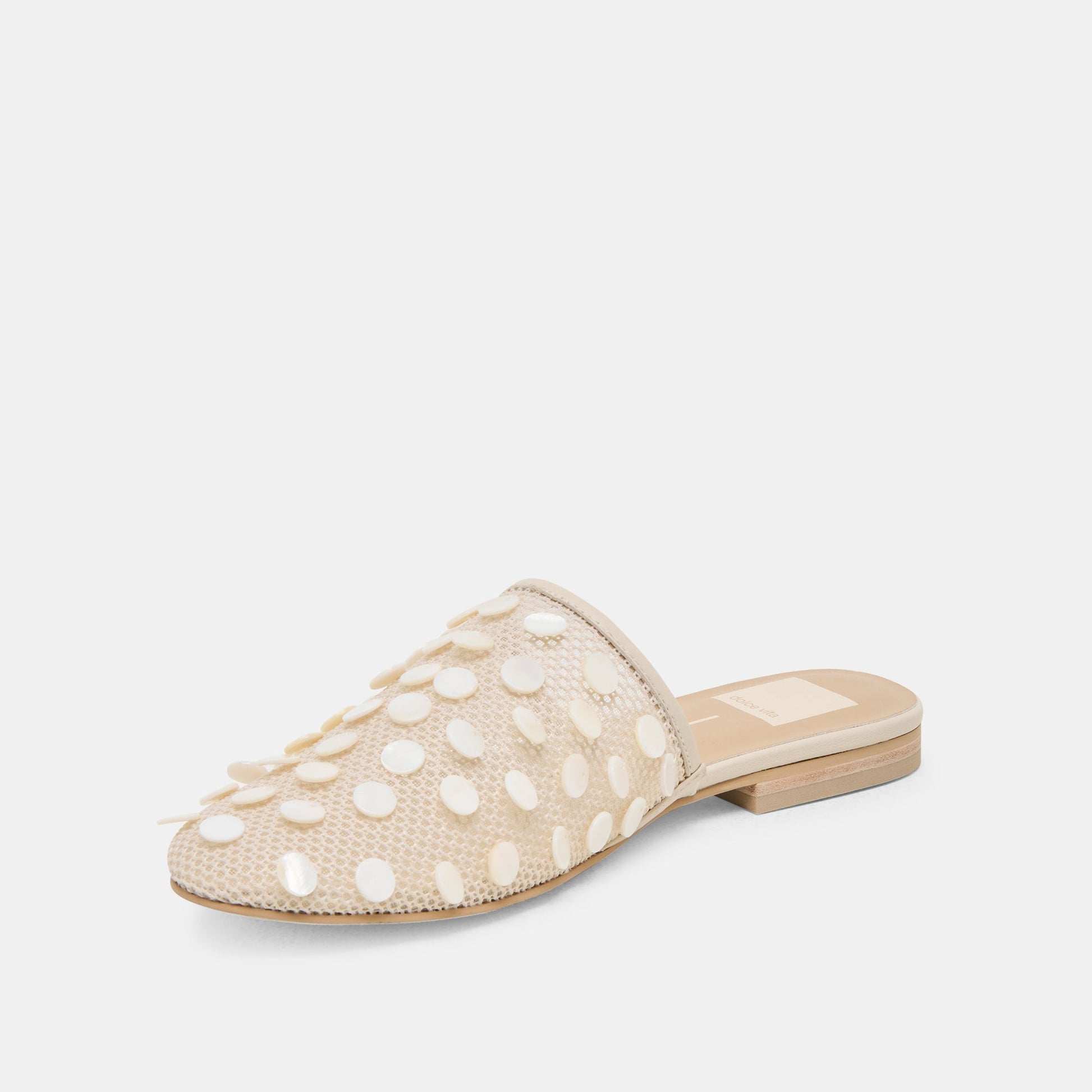 Rova Bead Ivory Disc Mesh Flats
