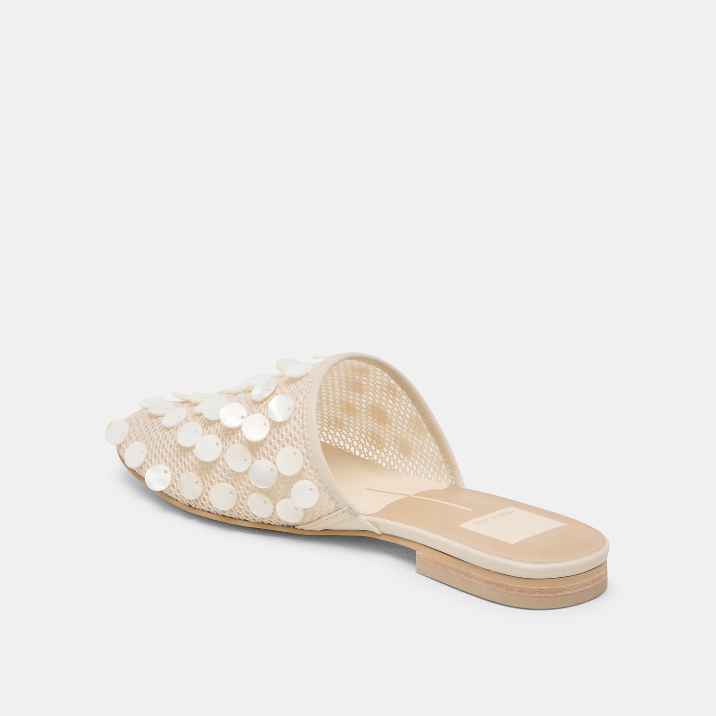 Rova Bead Ivory Disc Mesh Flats