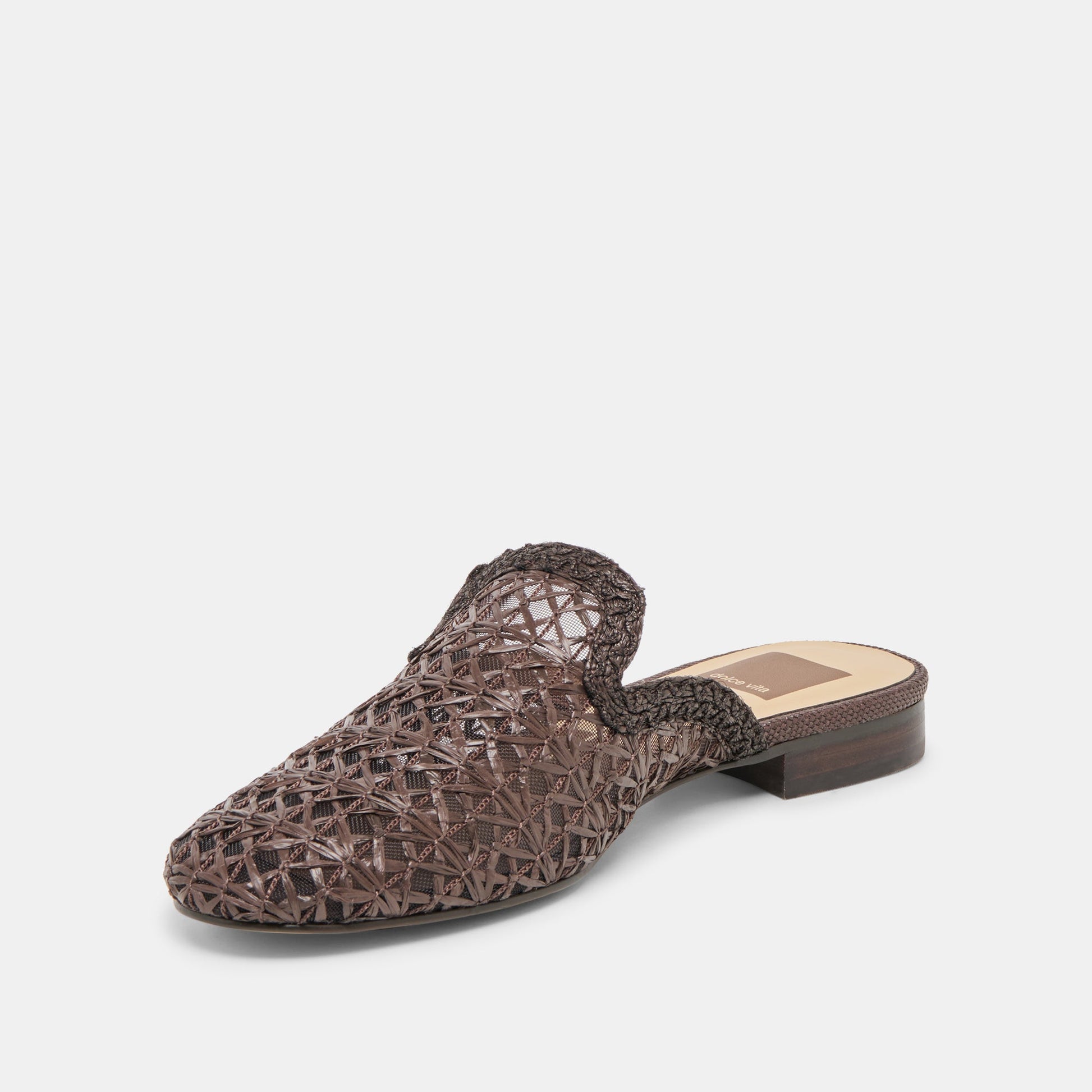 Kirt Chocolate Cross Hatch Raffia Flats