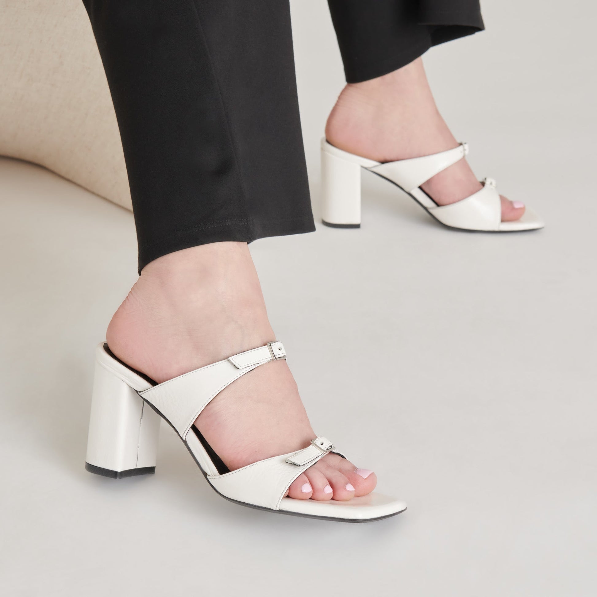 SHANE HEELS OFF WHITE CRINKLE PATENT
 – Dolce Vita