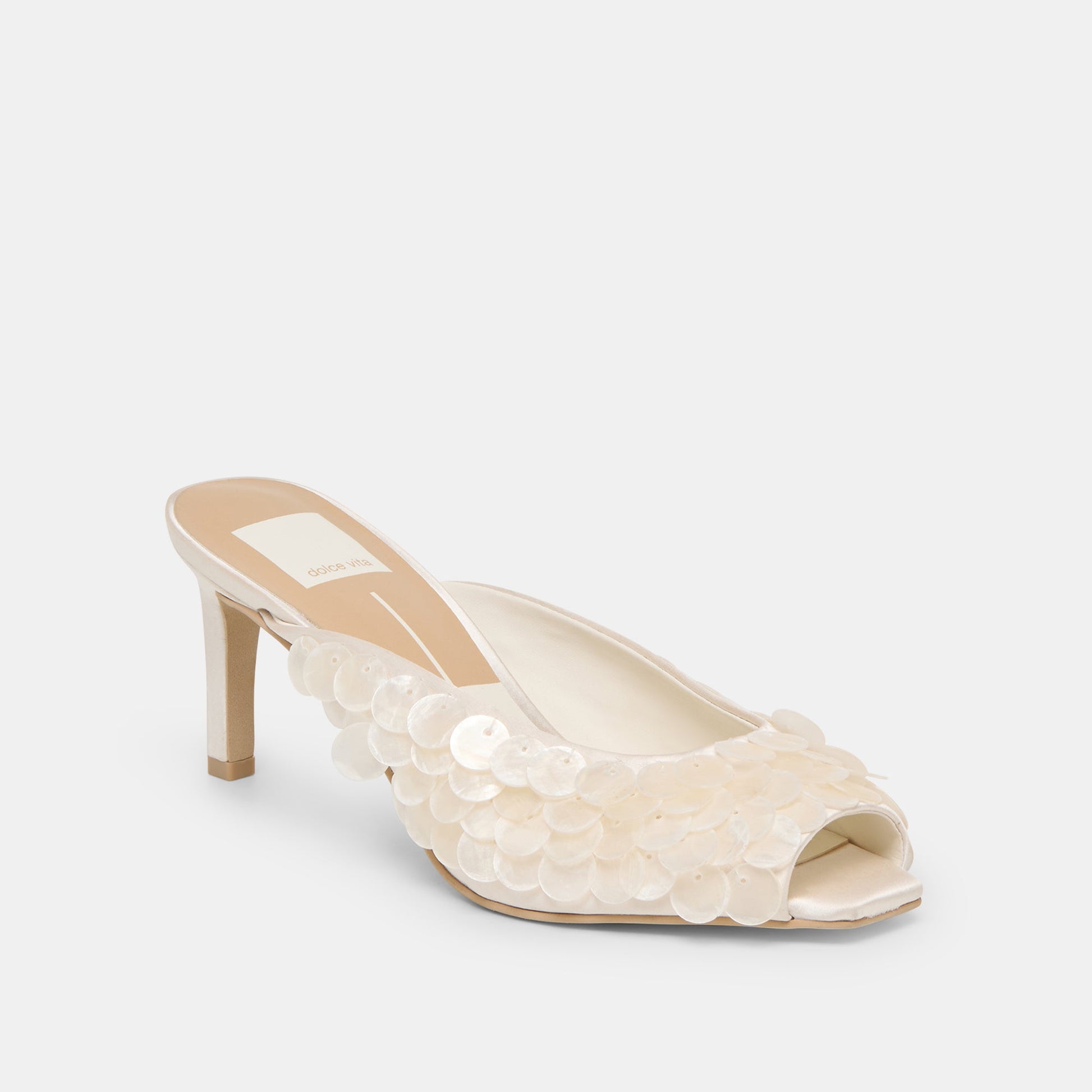 Samary Confetti Off White Satin Heels