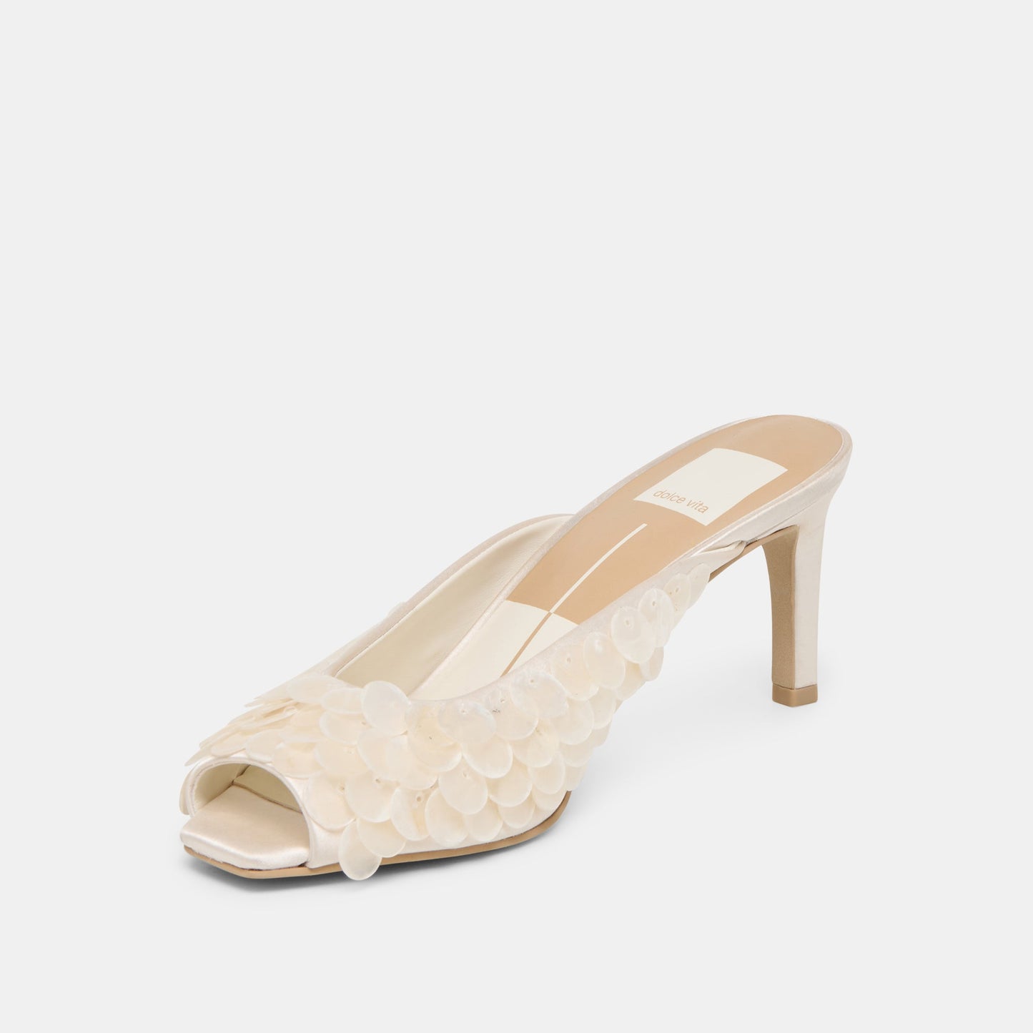 Samary Confetti Off White Satin Heels
