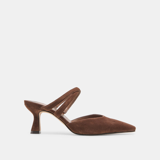 Linore Dk Brown Suede Heels