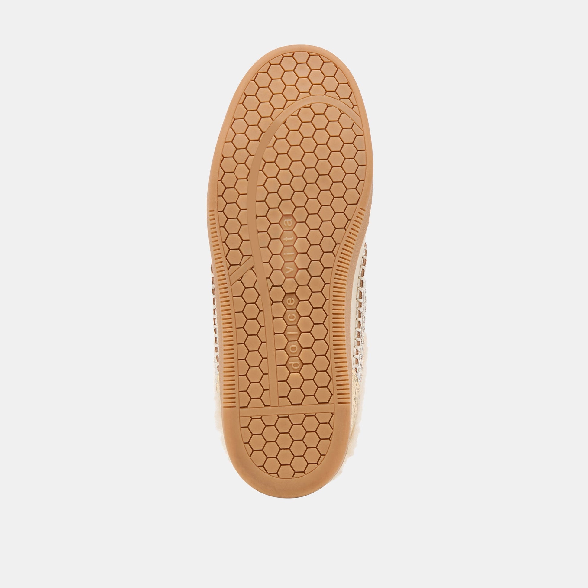 Notice Slide Plush Silver Gold Crackled Leather Sneakers