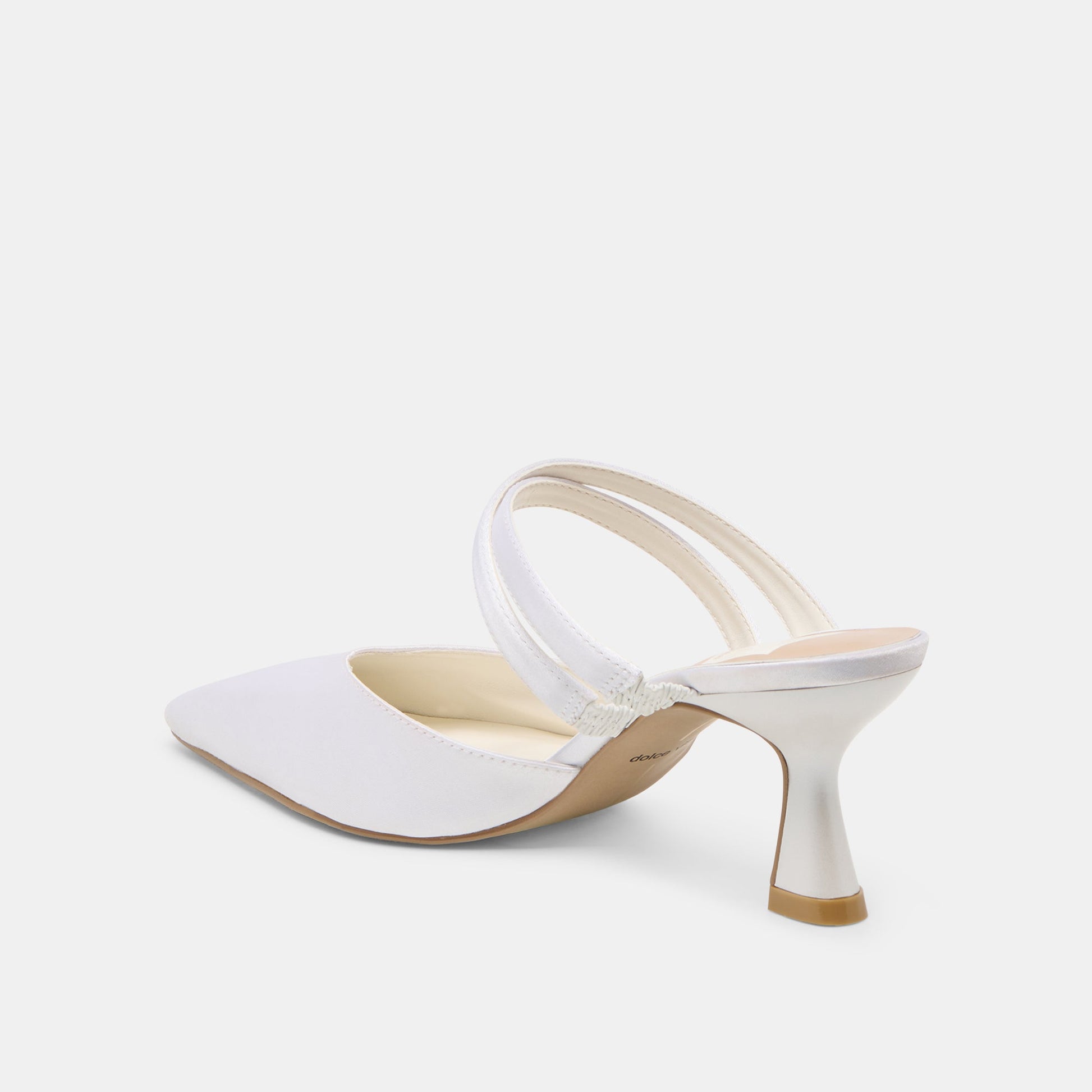 Linore True White Satin Heels