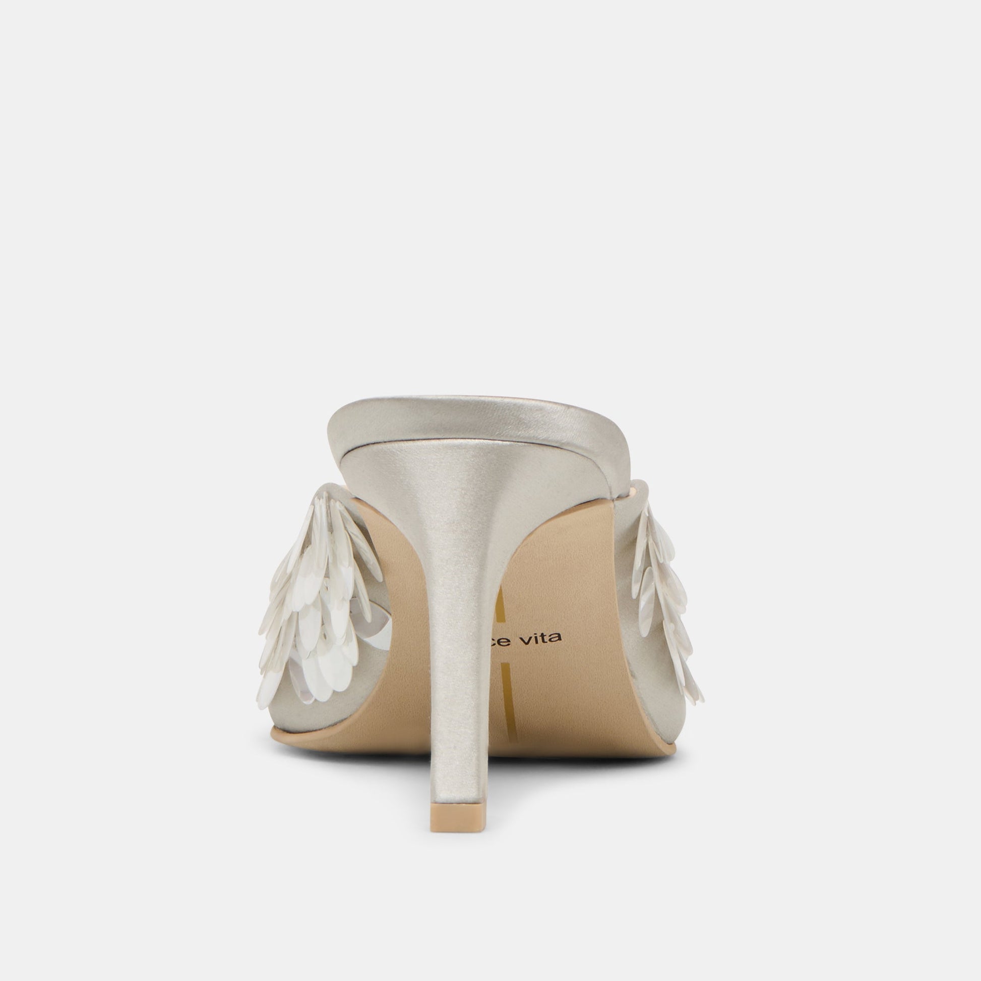 Samary Confetti Silver Satin Heels