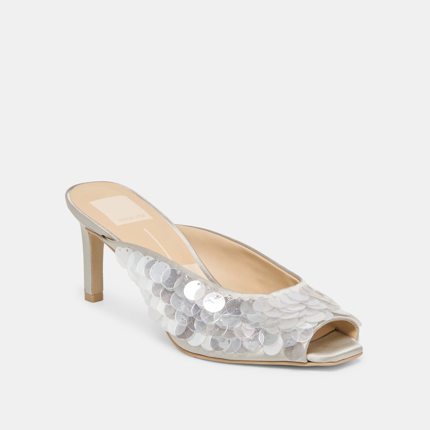 Samary Confetti Silver Satin Heels