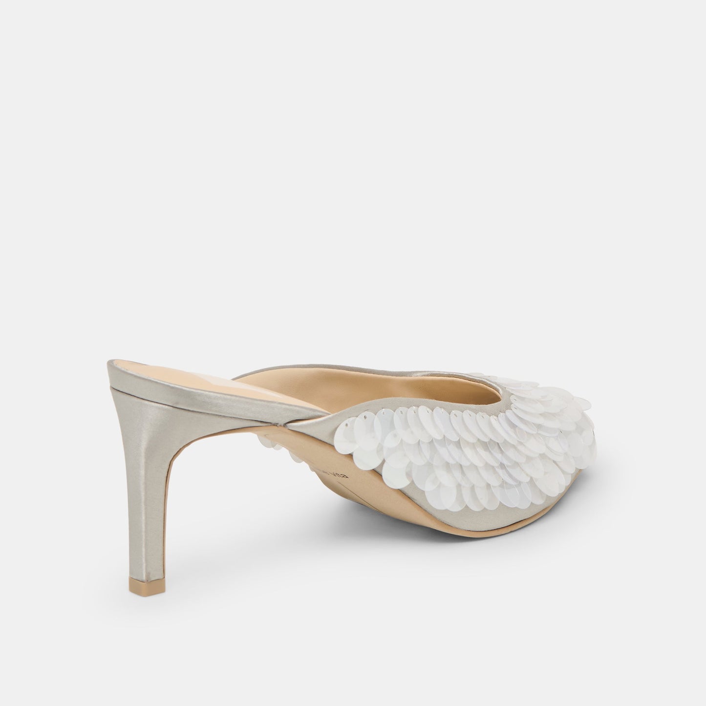 Samary Confetti Silver Satin Heels