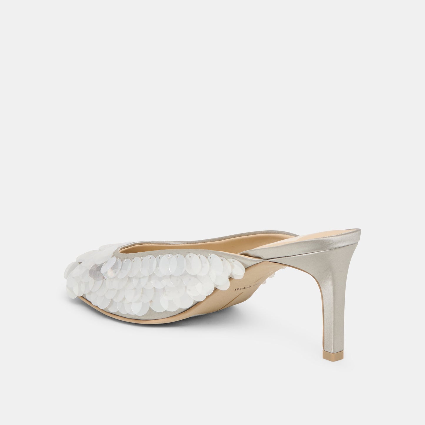 Samary Confetti Silver Satin Heels