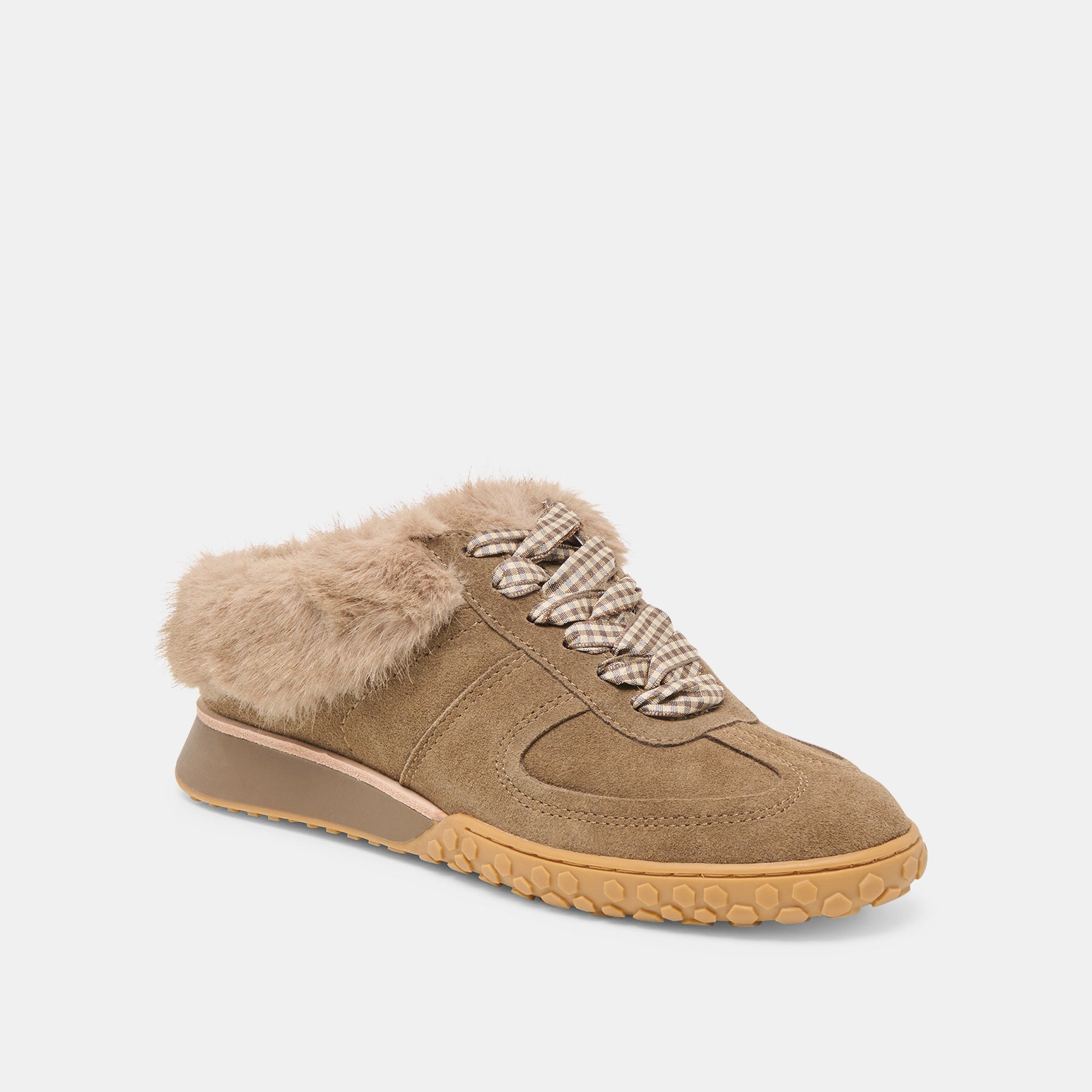Izzey Plush Olive Suede Sneakers