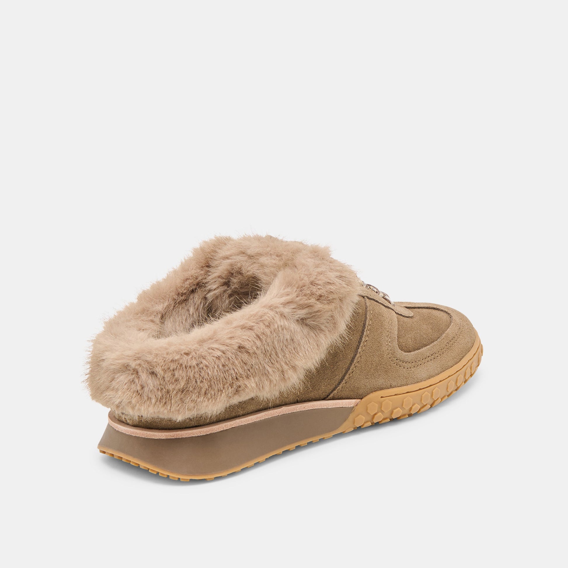 Izzey Plush Olive Suede Sneakers