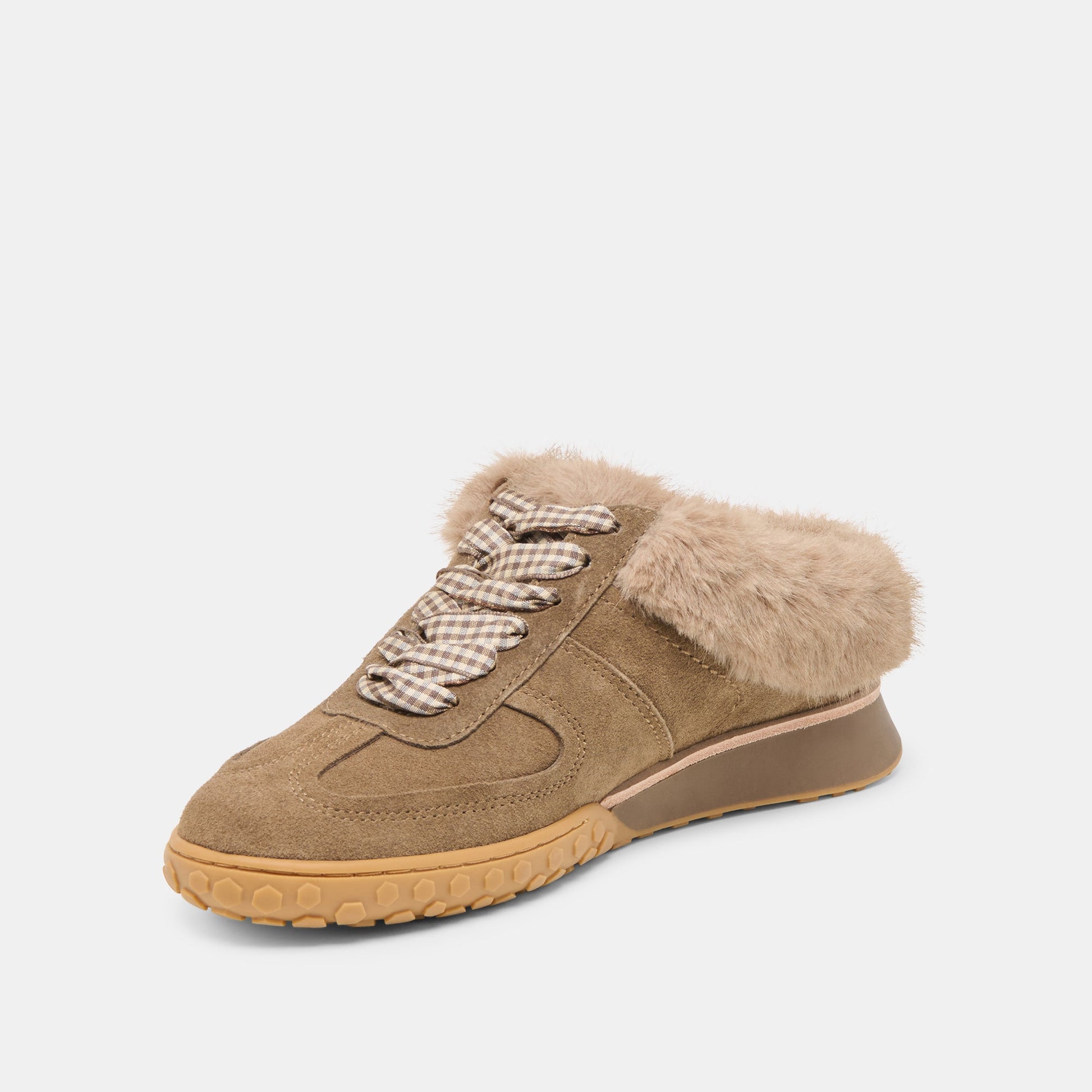 Izzey Plush Olive Suede Sneakers