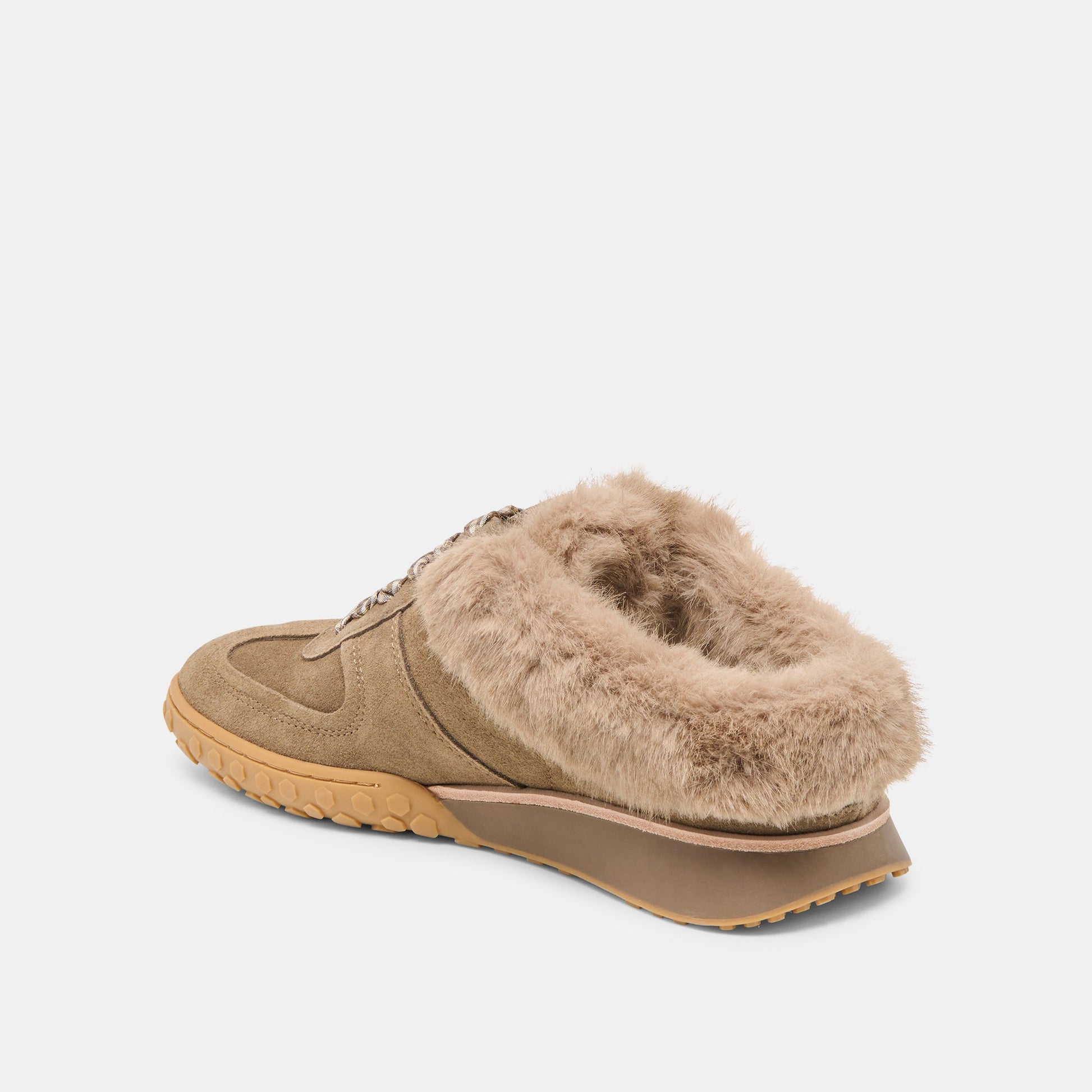 Izzey Plush Olive Suede Sneakers