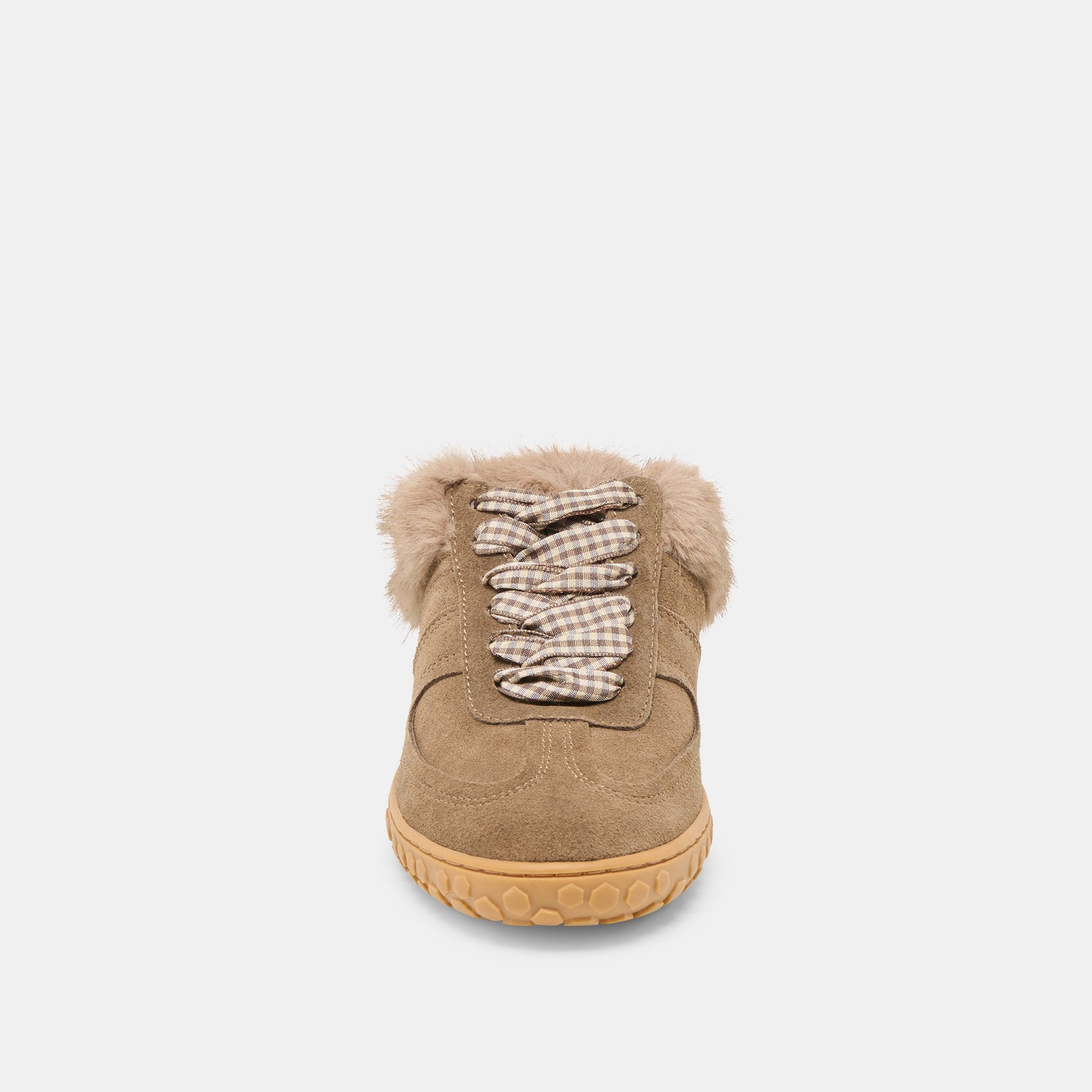 Izzey Plush Olive Suede Sneakers