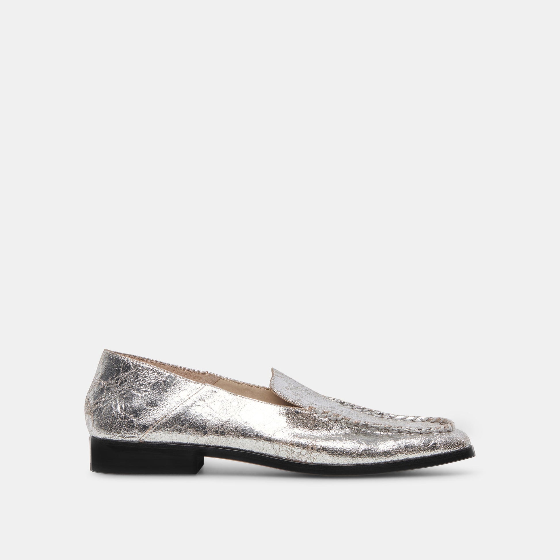 Beny Flats Silver Distressed Leather | Silver Leather Flats for Women
 – Dolce Vita