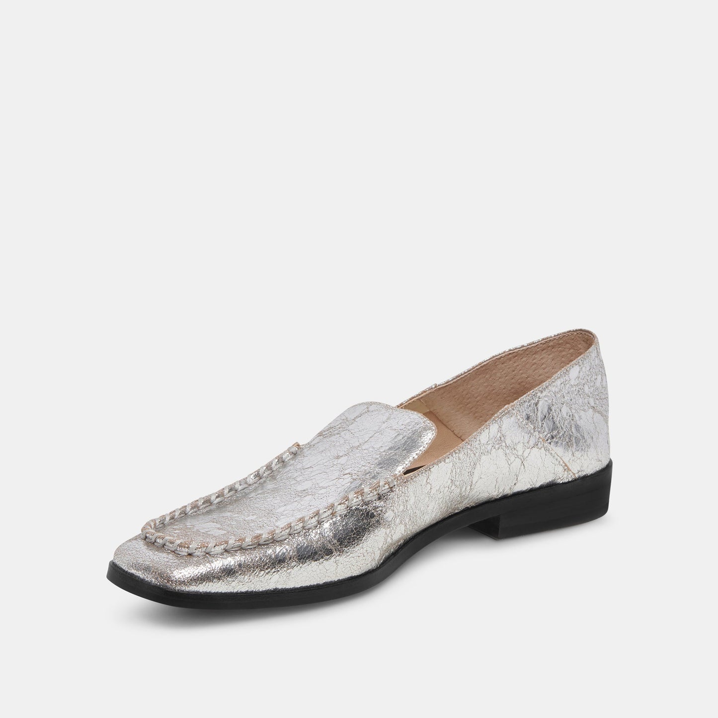 Beny Flats Silver Distressed Leather | Silver Leather Flats for Women
 – Dolce Vita