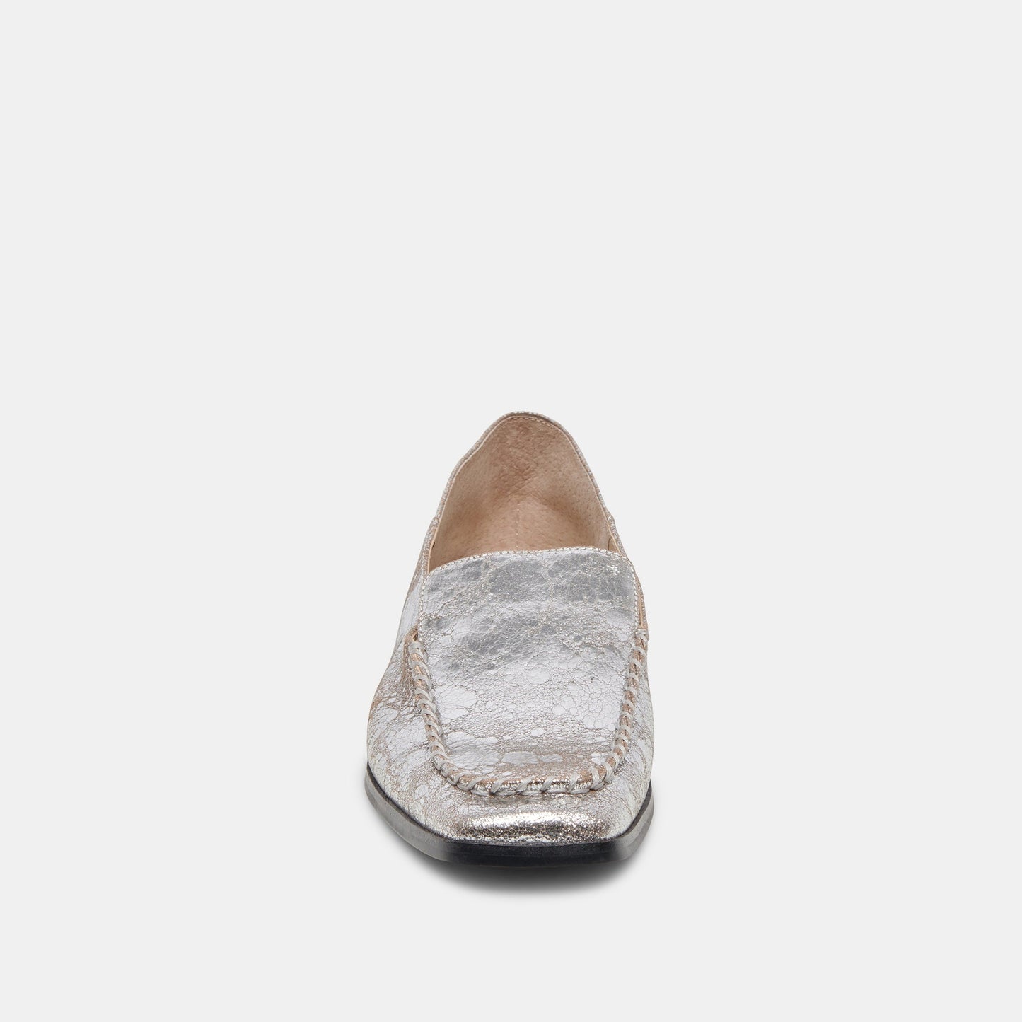 Beny Flats Silver Distressed Leather | Silver Leather Flats for Women
 – Dolce Vita
