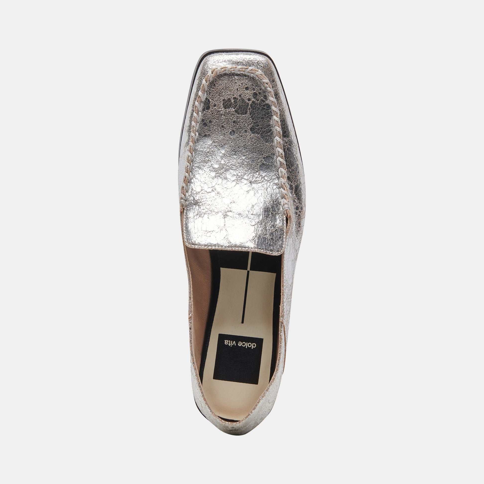 Beny Flats Silver Distressed Leather | Silver Leather Flats for Women
 – Dolce Vita