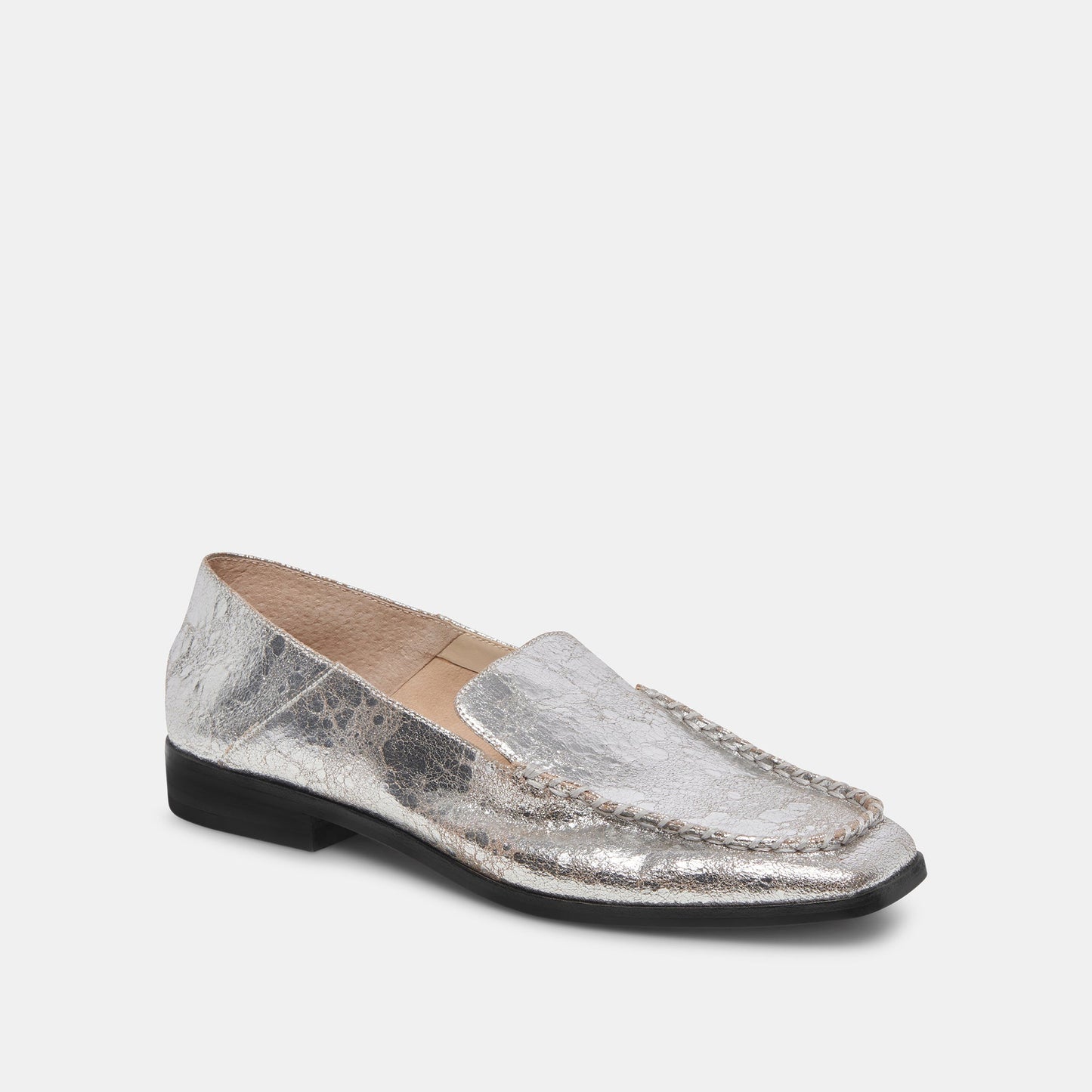 Beny Flats Silver Distressed Leather | Silver Leather Flats for Women
 – Dolce Vita