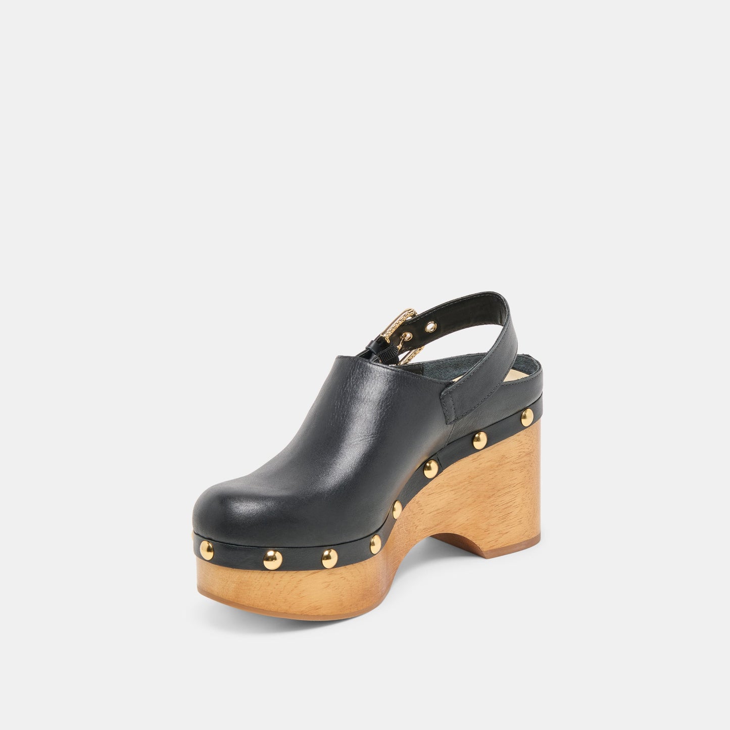 Adelan Black Leather Clogs