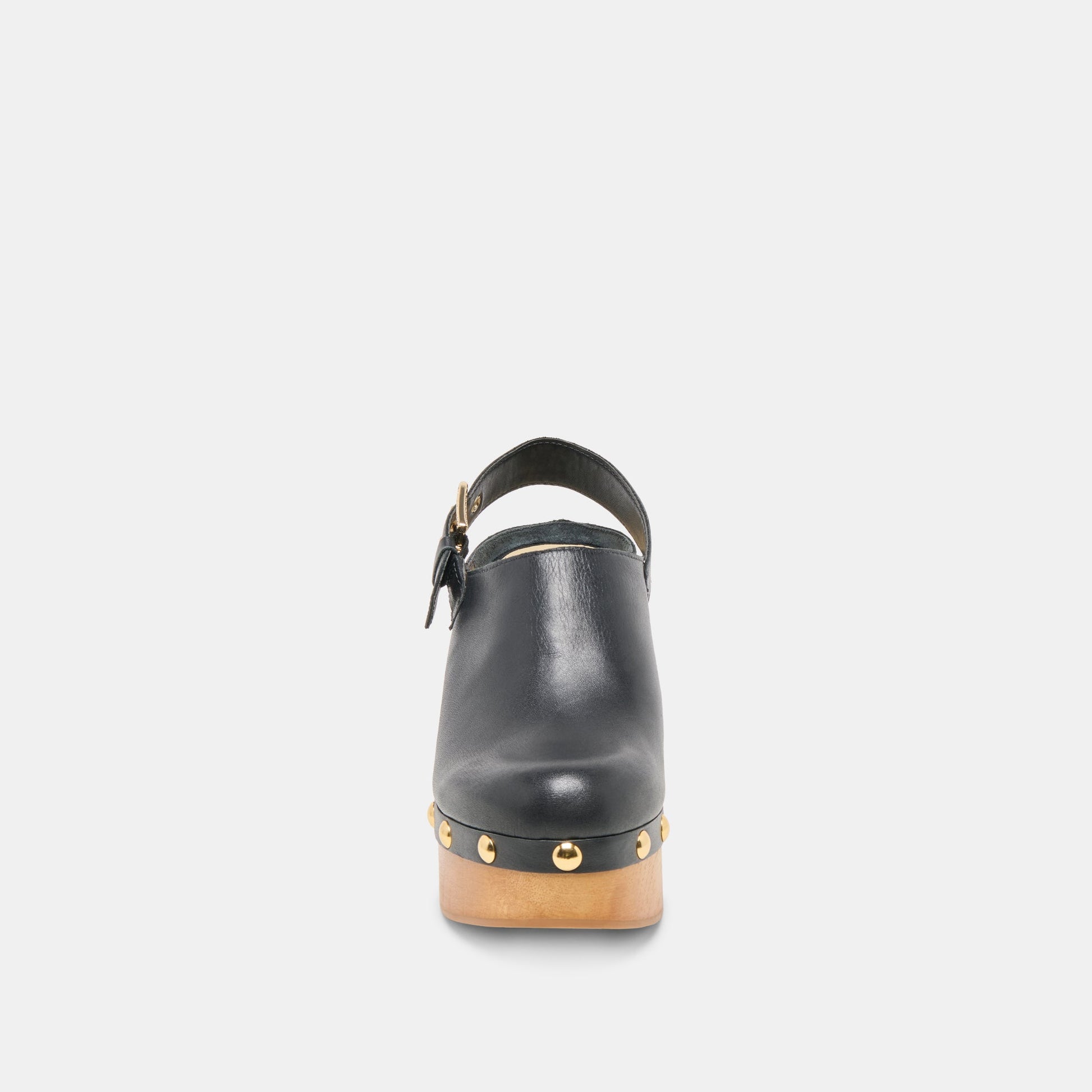 Adelan Black Leather Clogs