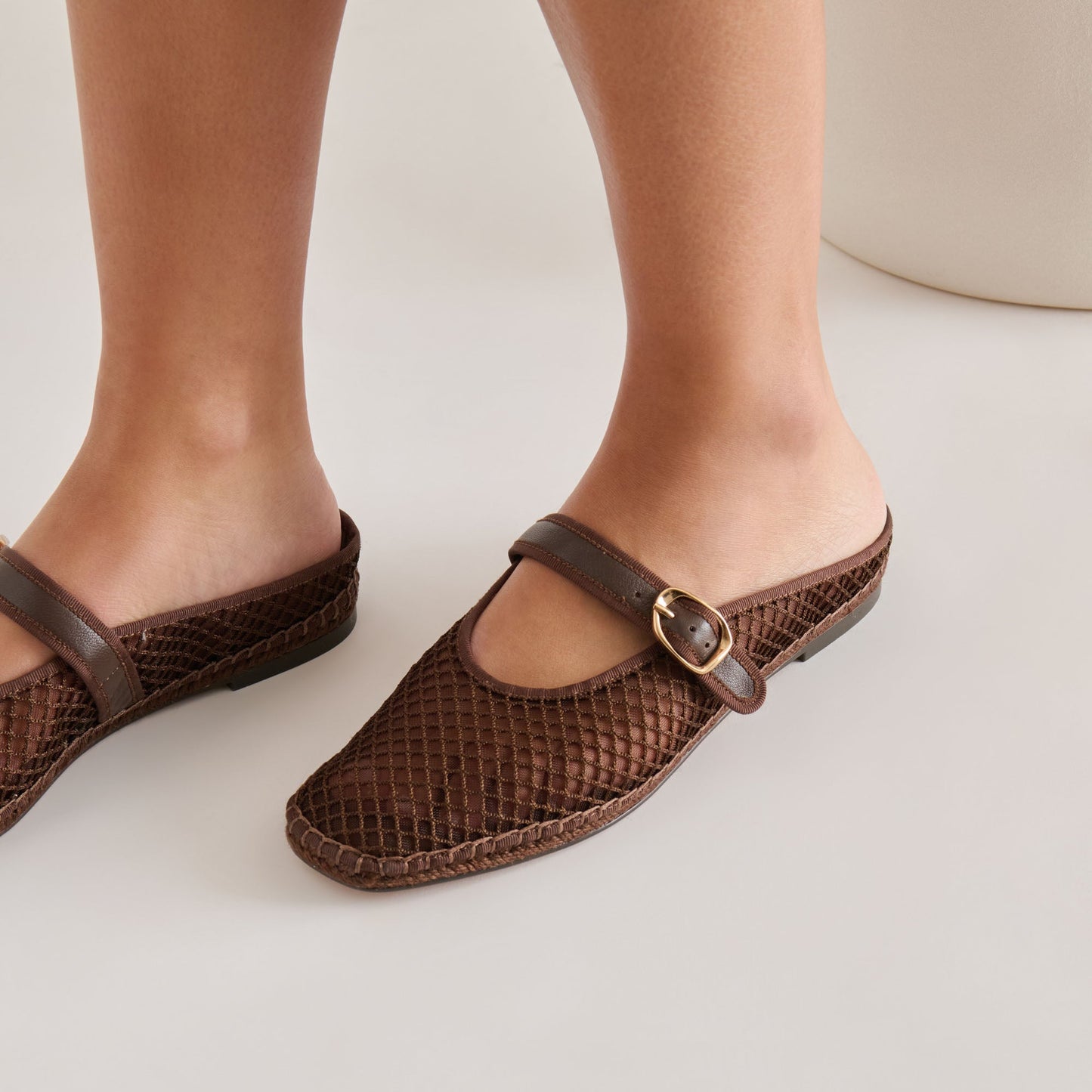 Milie Chocolate Woven Mesh Flats