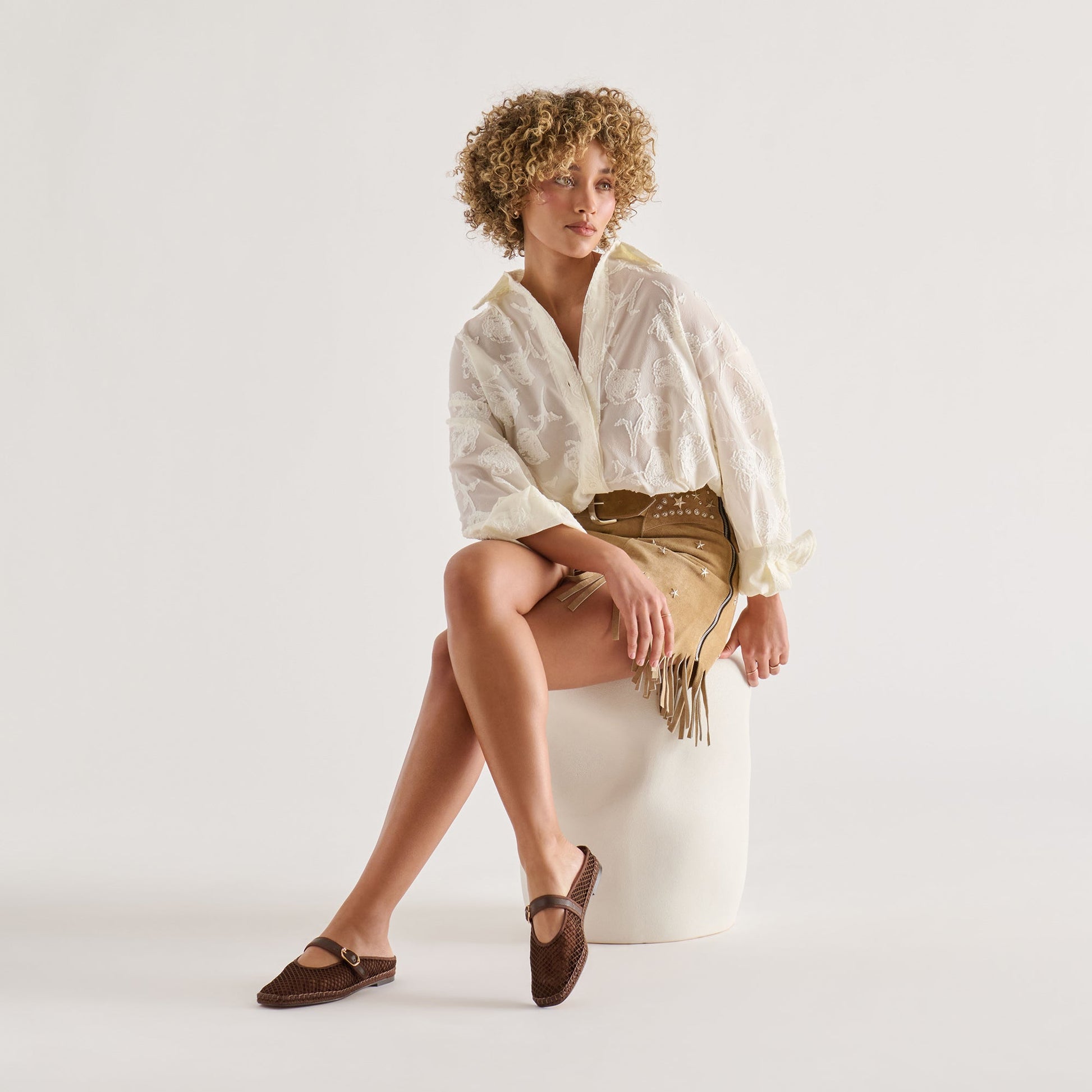 Milie Chocolate Woven Mesh Flats