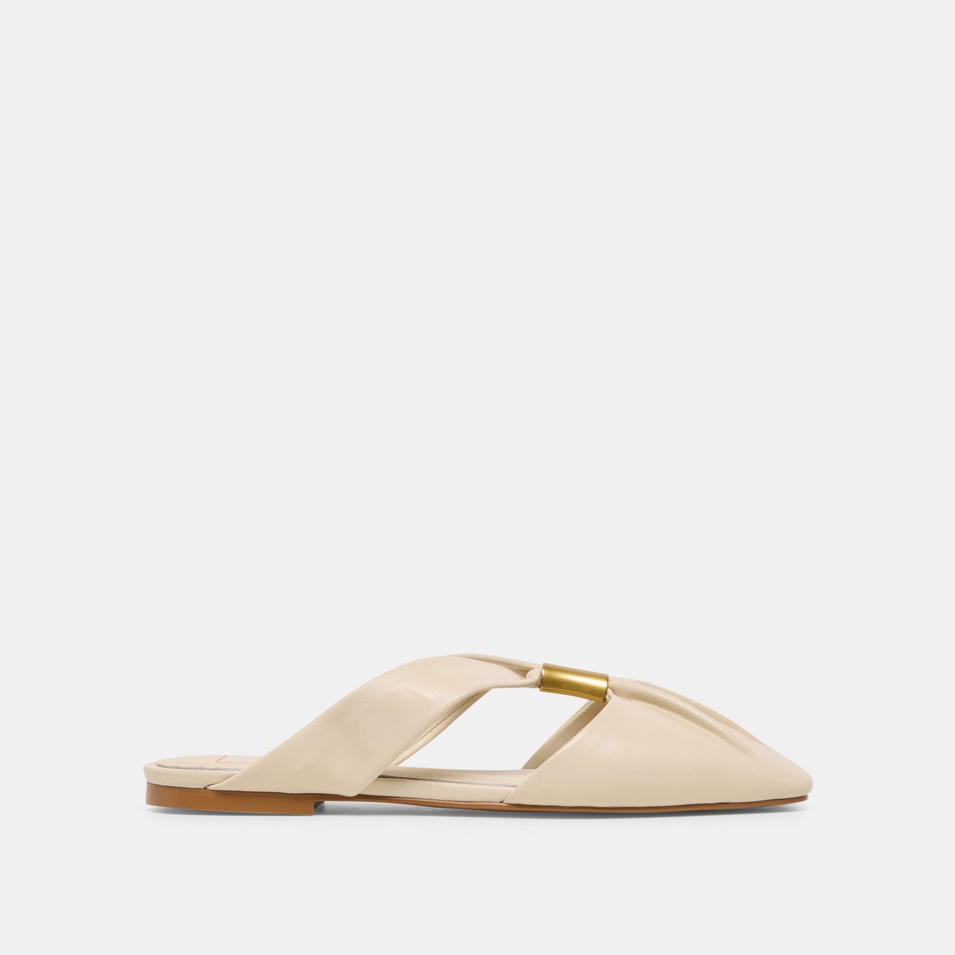 Franey White Leather Flats