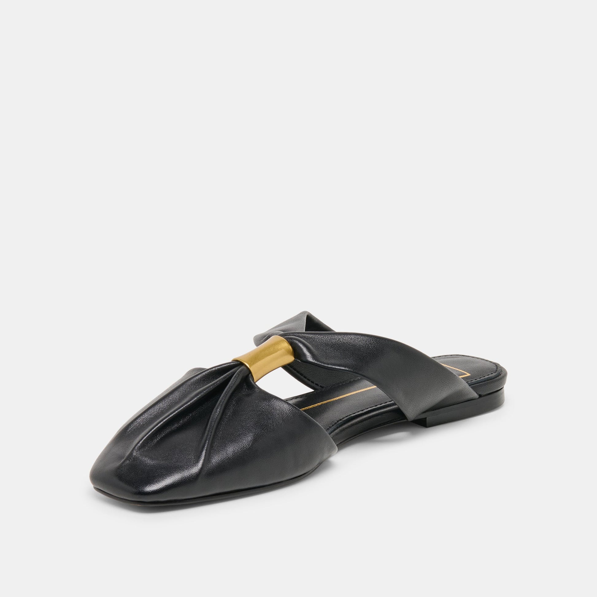 Franey Black Leather Flats