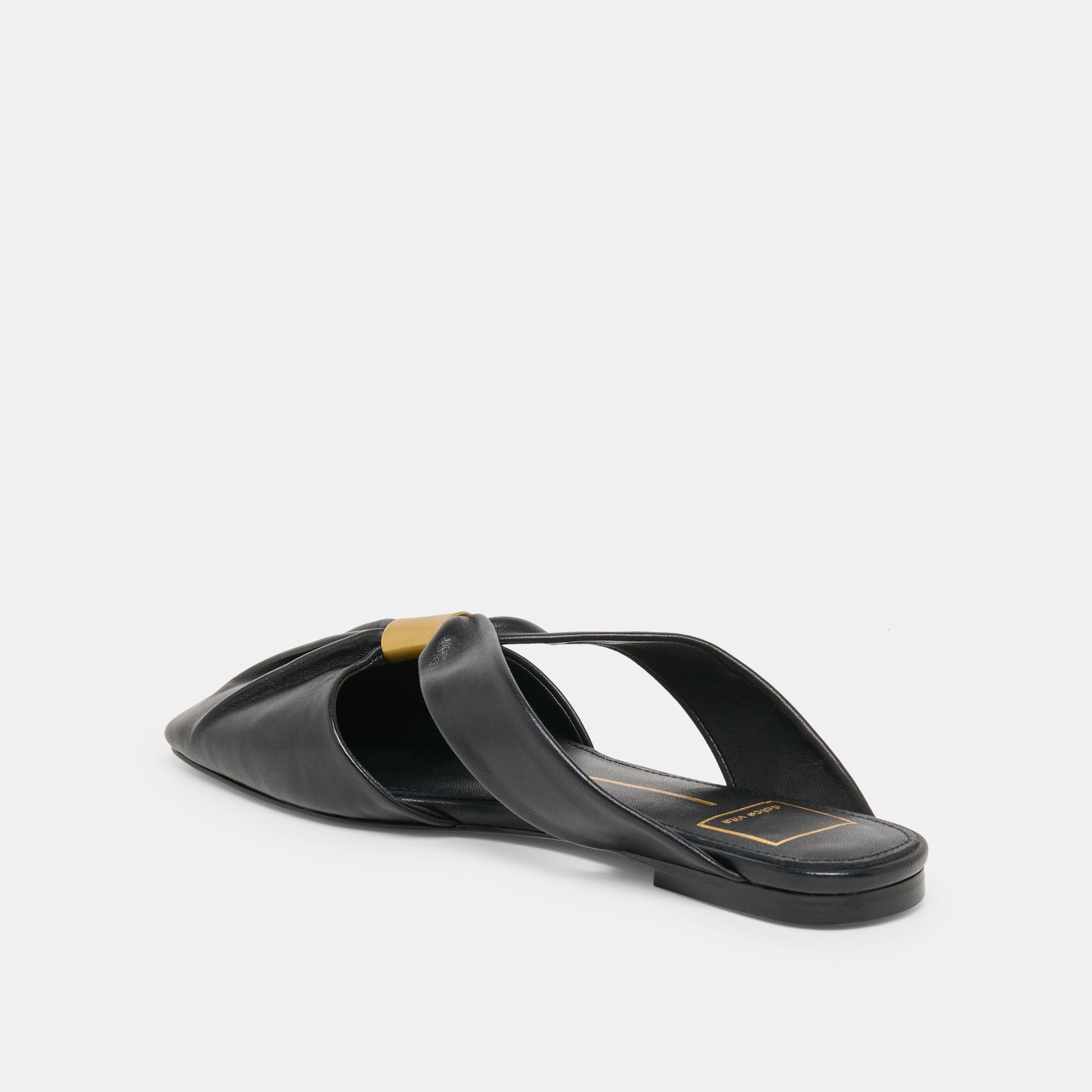 Franey Black Leather Flats