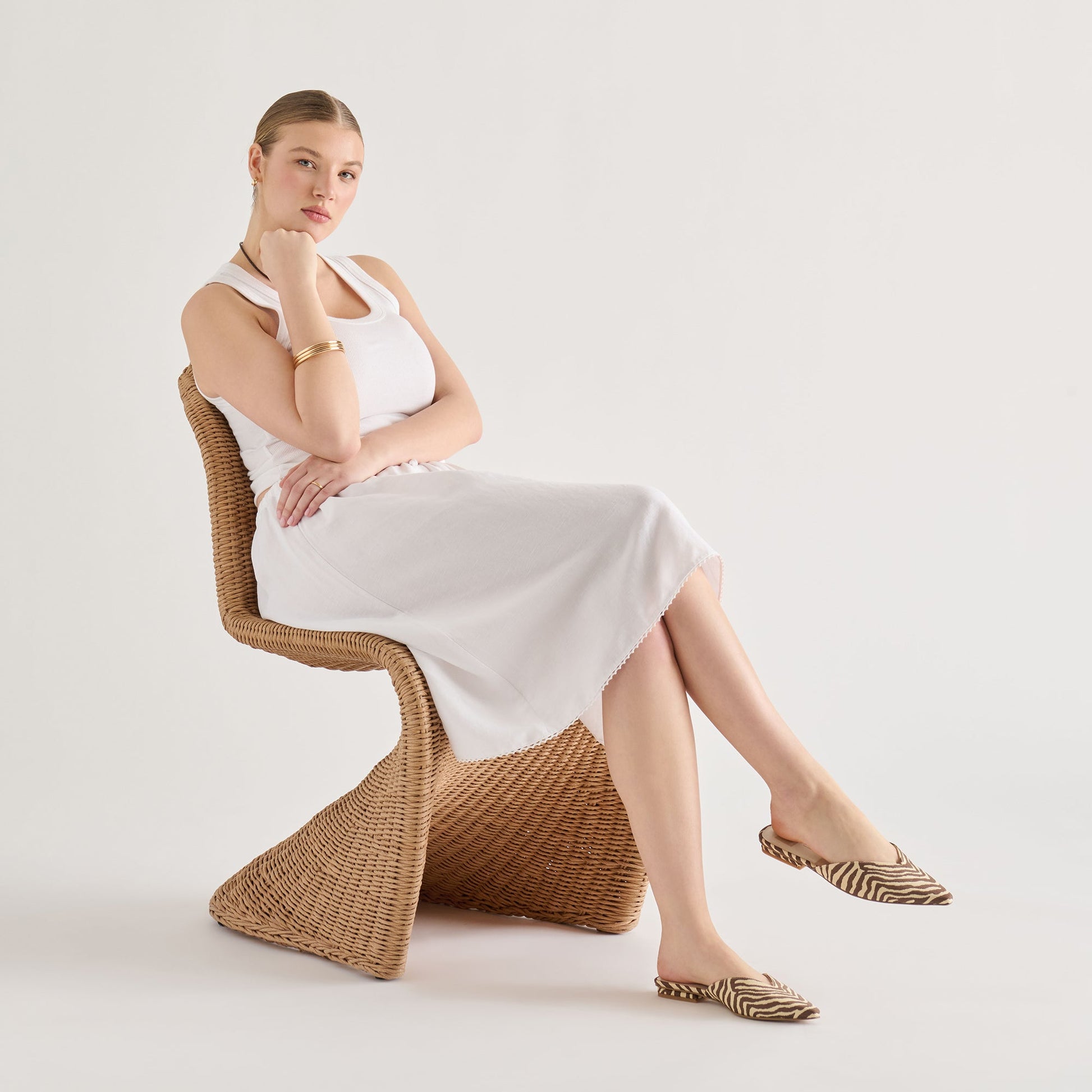 Elm Beige Zebra Raffia Flats
