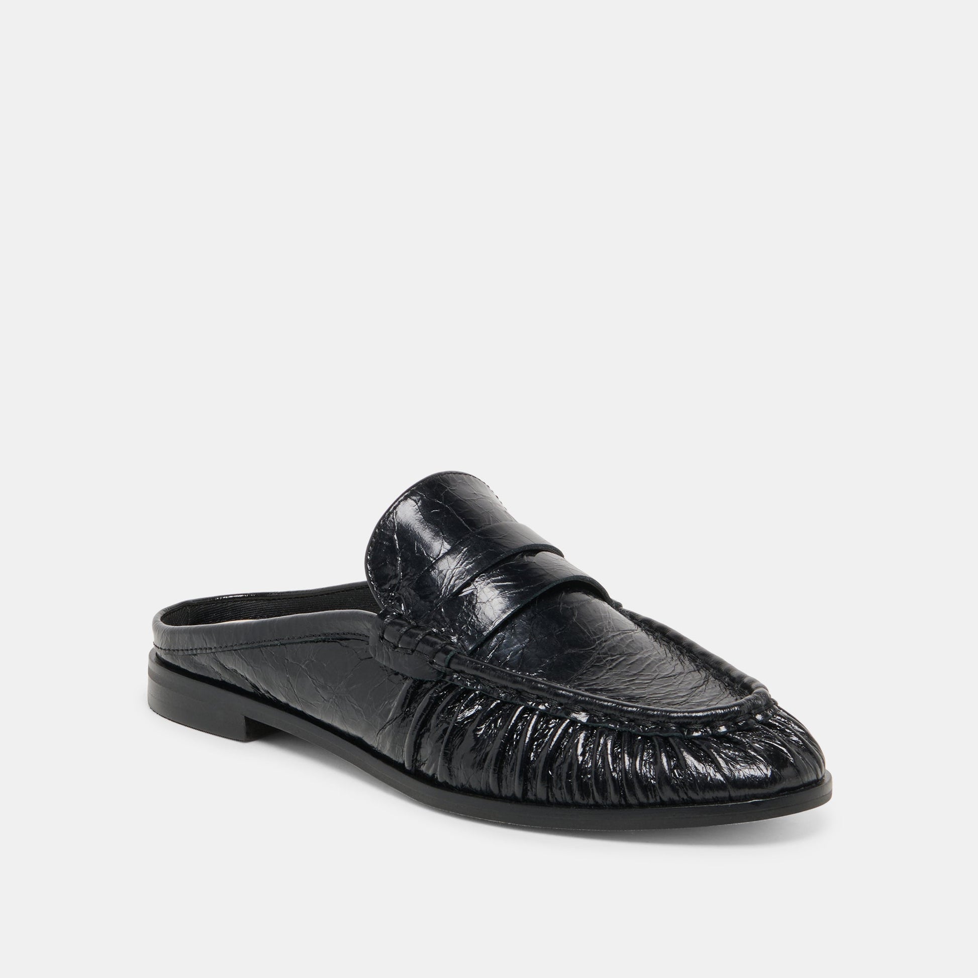 BETZY Midnight Crinkle Patent Closed-Toe Slip-On Loafers