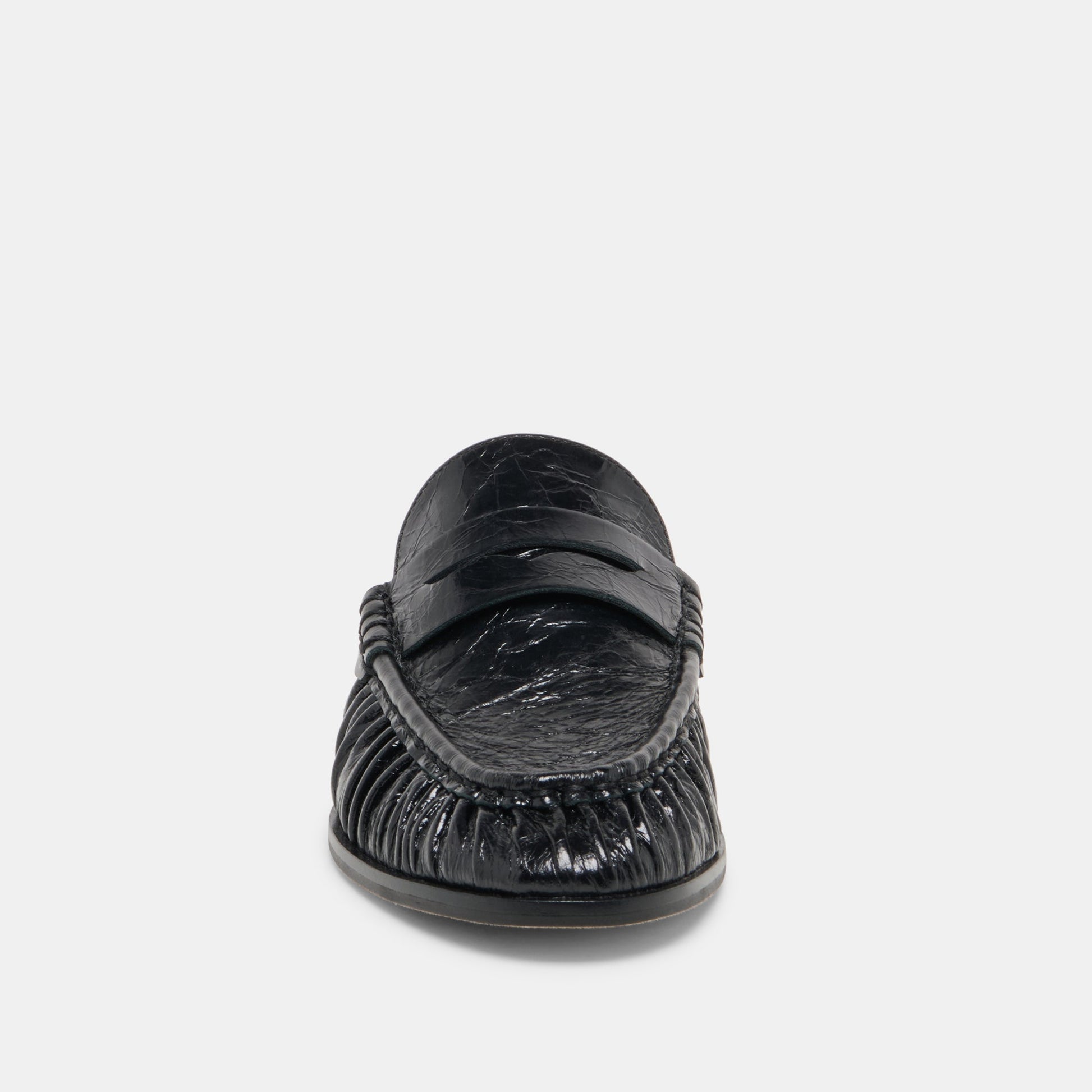 BETZY Midnight Crinkle Patent Closed-Toe Slip-On Loafers