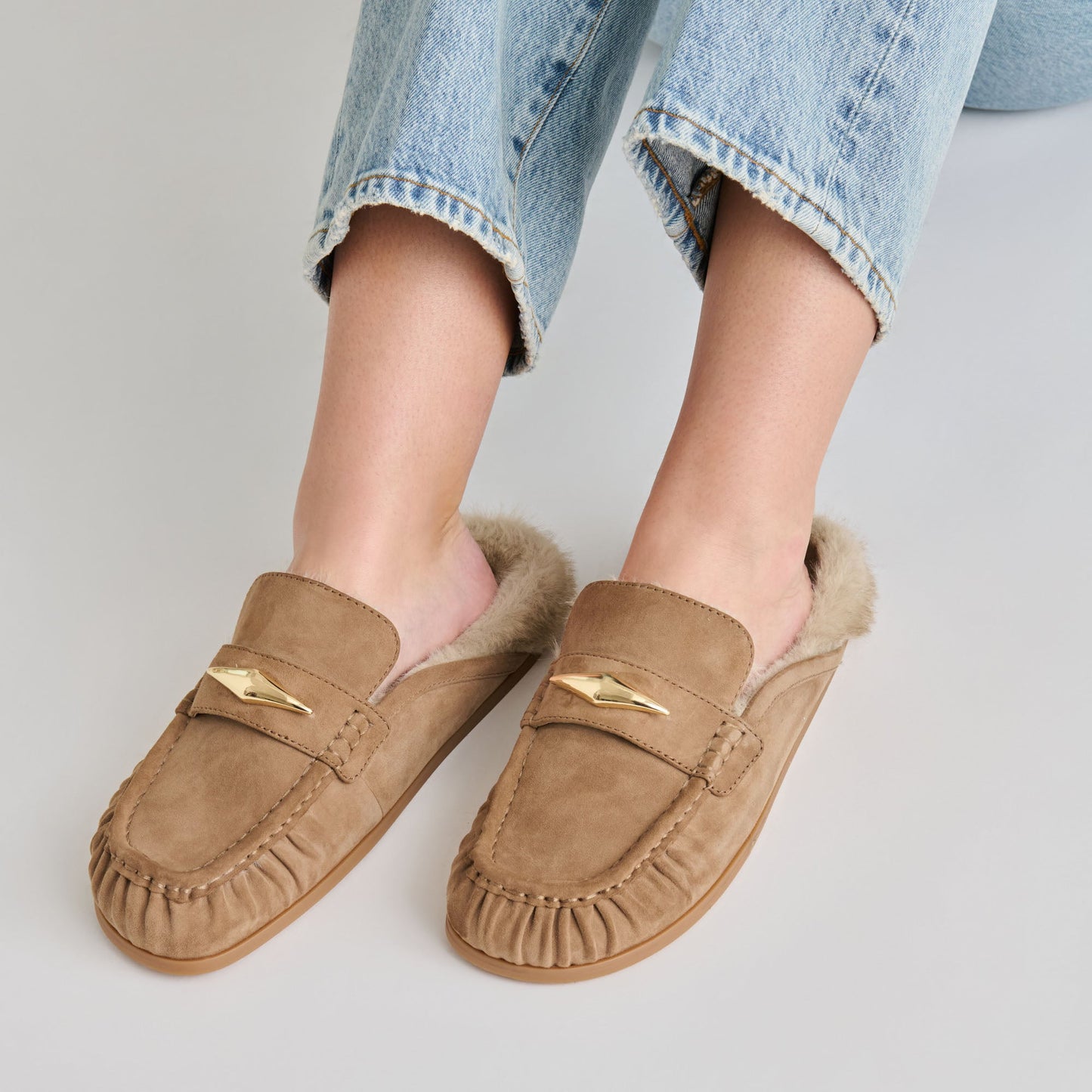 Jodero Plush Mushroom Suede Flats