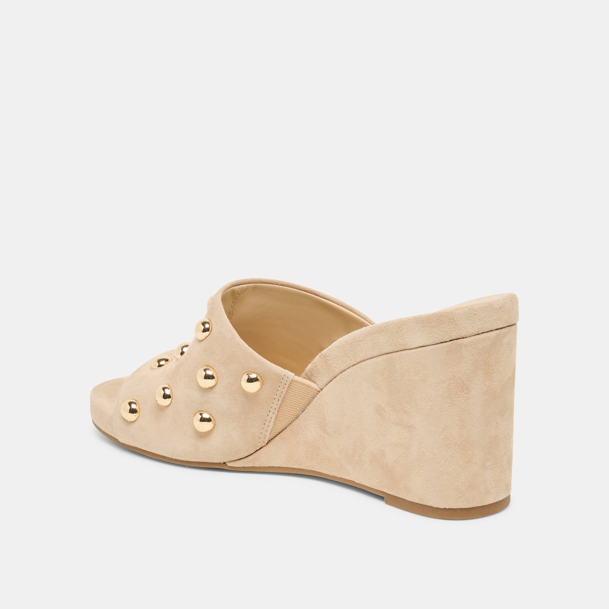 Holta Stud Camel Suede Wedges