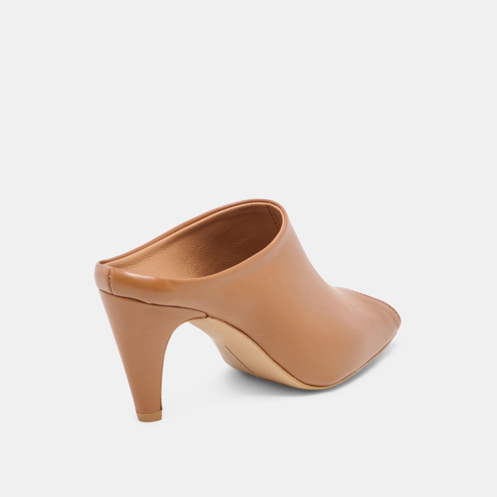 MERY Brown Leather Peep-Toe Heels